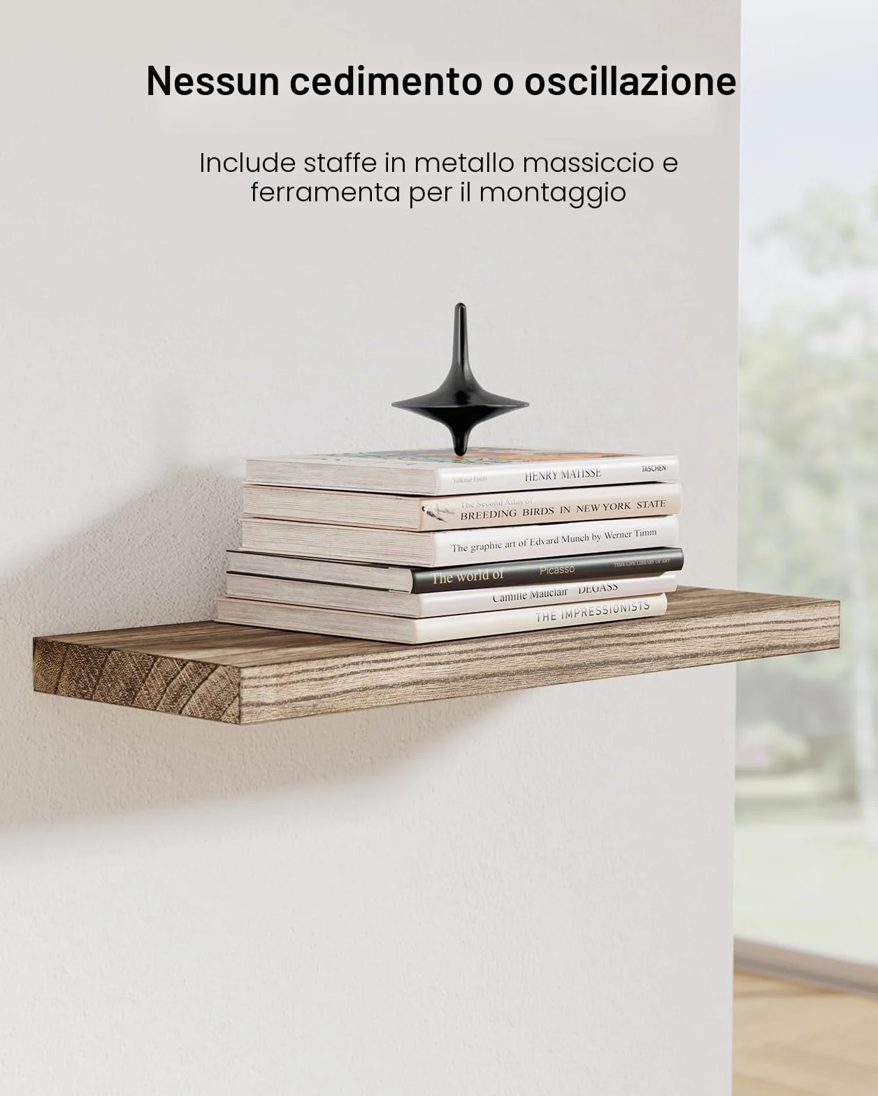 Pipishell Mensola da Muro 40 cm, Mensole in Legno di Paulownia Set da 4, Marrone Chiaro