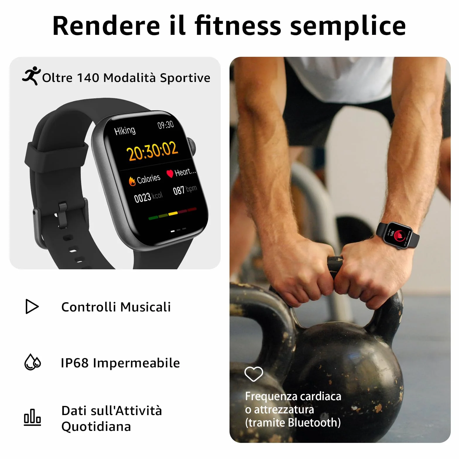 AcclaFit Smartwatch Uomo Donna 1.85" Orologio con Chiamate 113 Sportive Contapassi SpO2 Sonno Cardiofrequenzimetro IP68 iOS Android