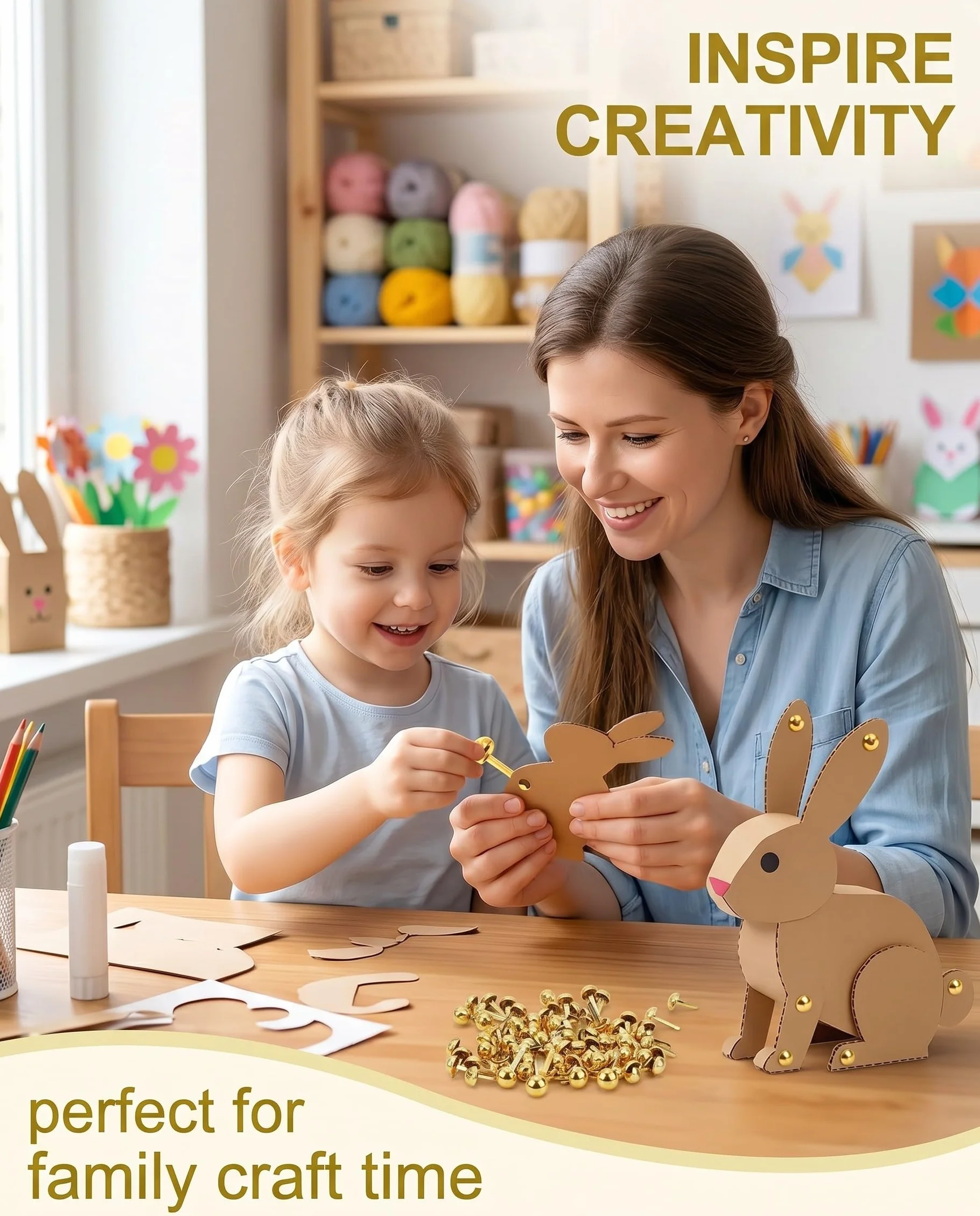 Fermacampioni Piccoli 300 pezzi Dorati Testa Rotonda Doppio Piede per Scrapbooking