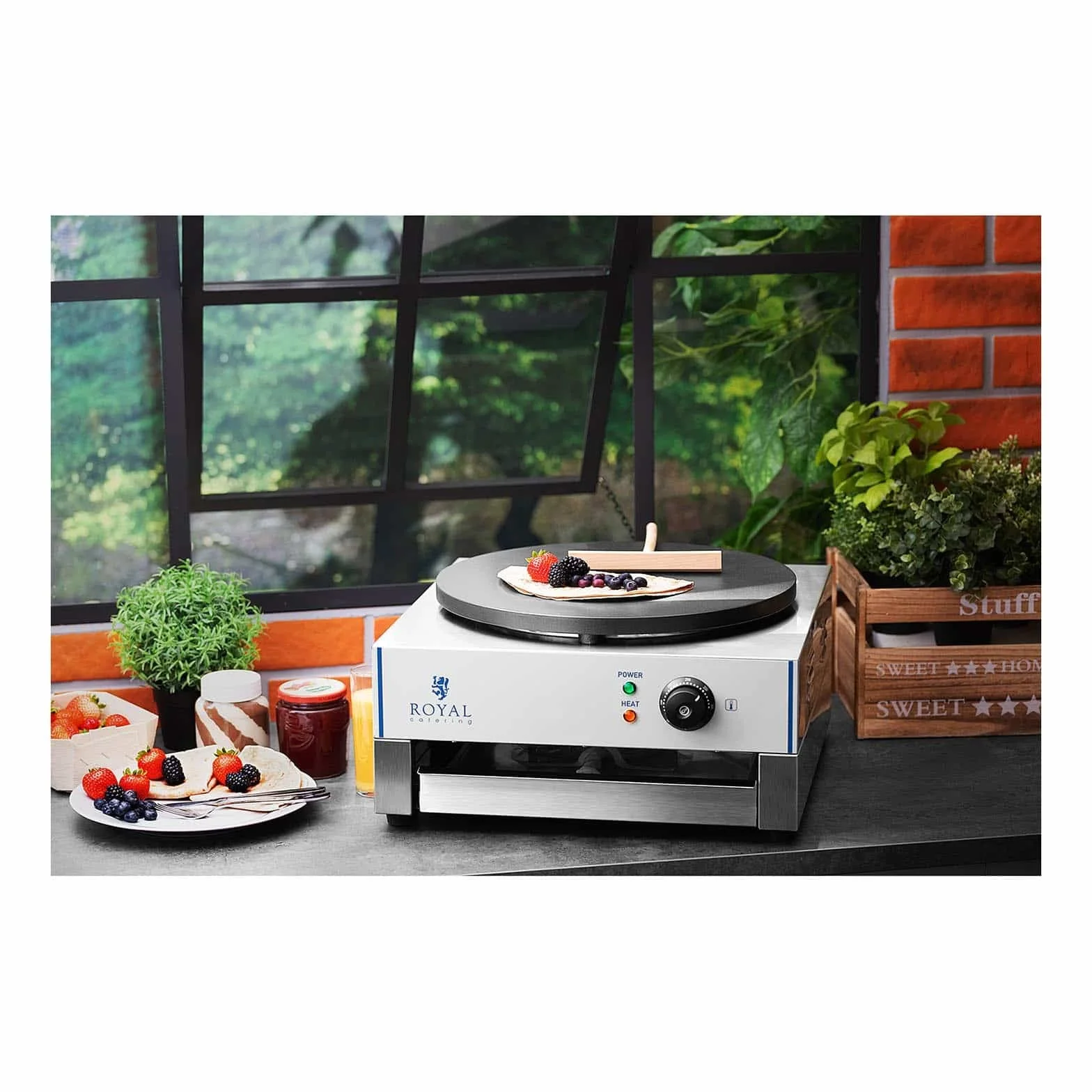 Royal Catering RCEC-3000-E Crepiera elettrica diametro 40 cm