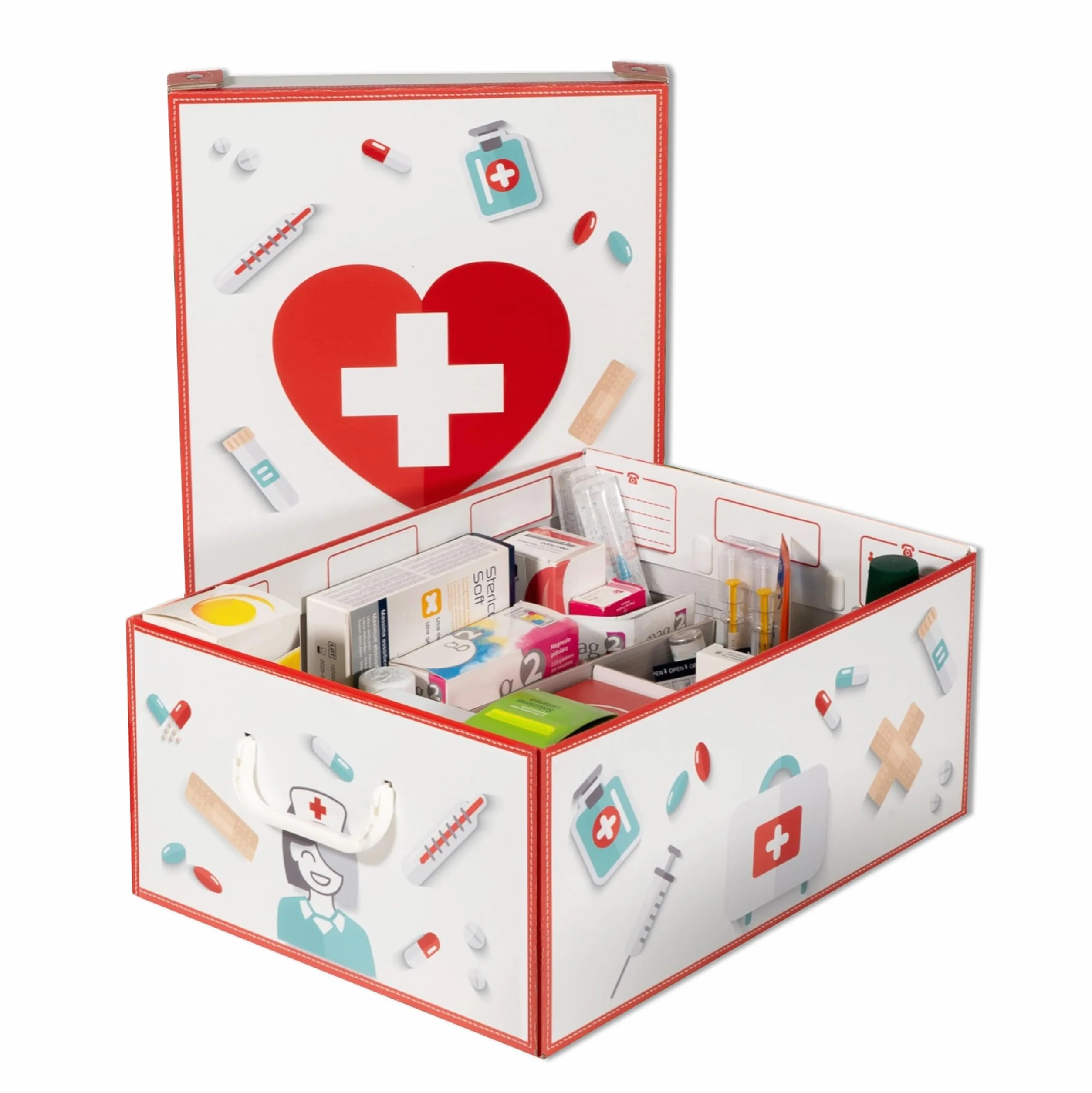 Lavatelli Pharma Organizer, Scatola Cartone per Medicinali con Divisore, 32x42x17,5 cm, Primo Soccorso