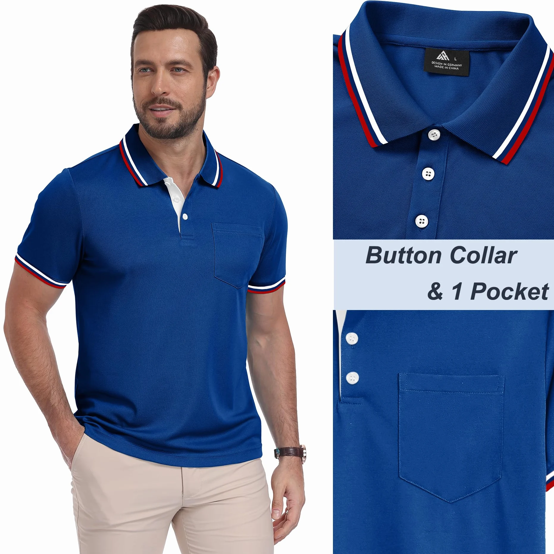 ZITY Polo Uomo Maniche Corte Pacco da 5 Magliette Leggera Traspirante T Shirt Primavera Estate Lavoro Vacanze