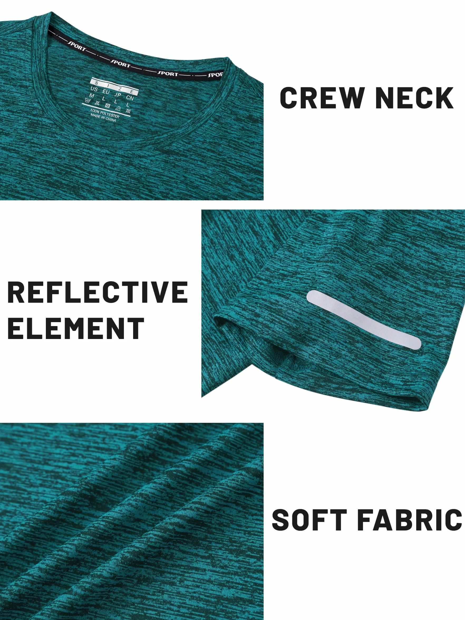 TACVASEN Maglia Uomo Manica Corta T Shirt Tecnica Estive Running Palestra Traspirante