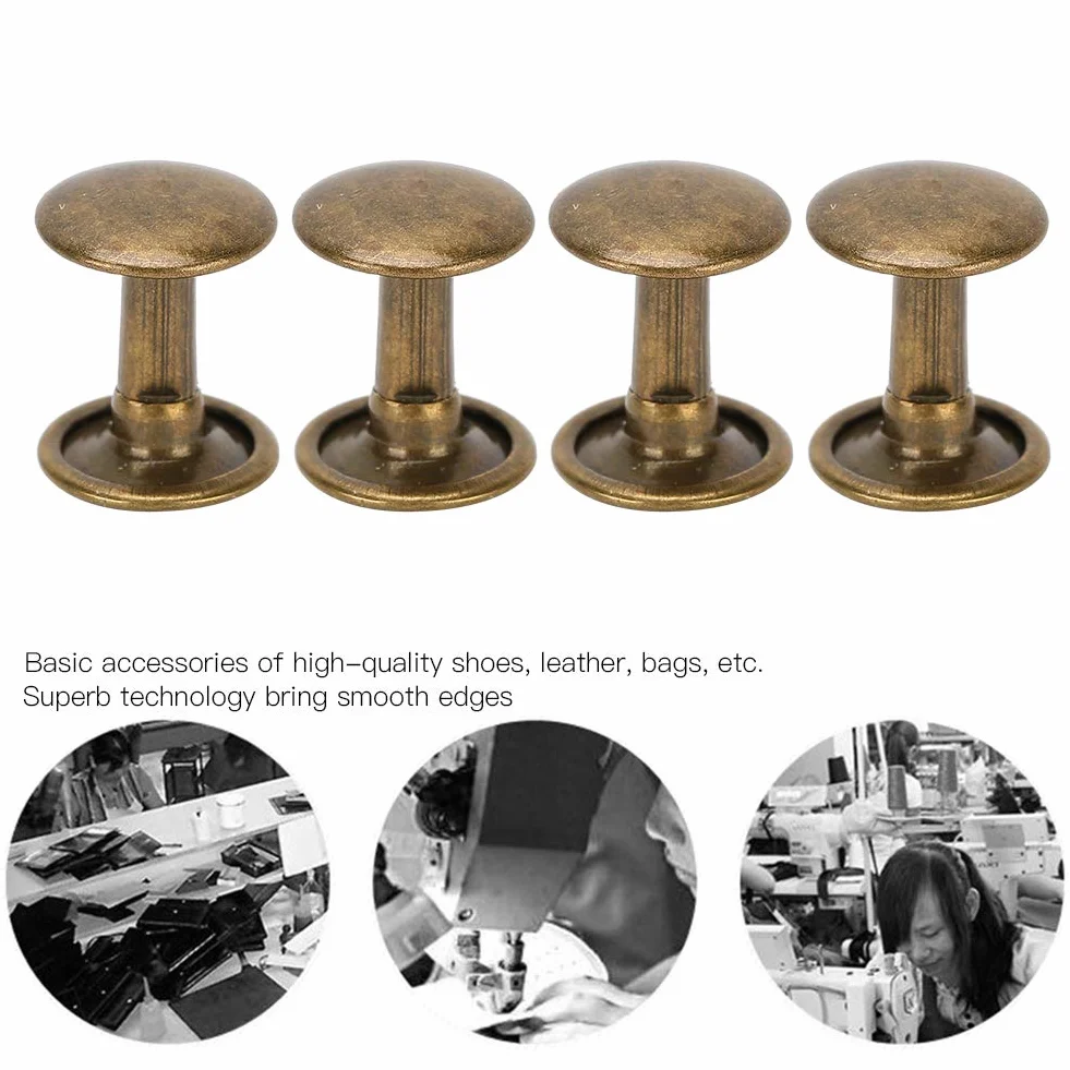 Set di 200 Rivetti in Metallo a Doppio Cappuccio, 10x10mm, Bronzo, per Riparazioni in Pelle, Borse, Cinture, Scarpe, Decorazione