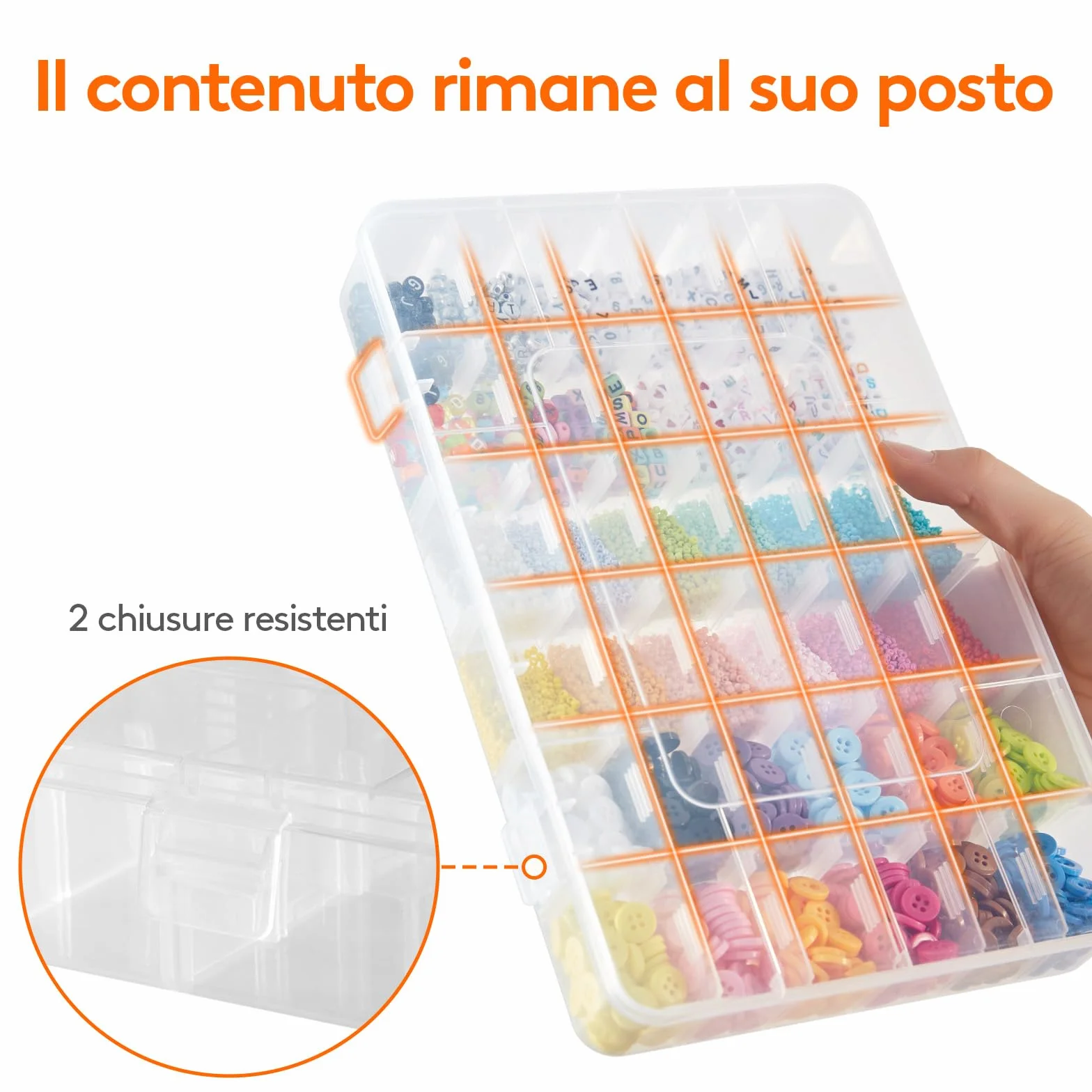 Lifewit Scatole Plastica con Coperchio, Contenitori Organizer 36 Divisori Regolabili, 2 Pezzi