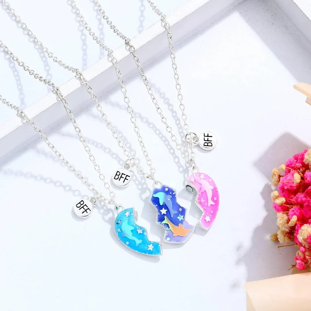 NJCXOLA Collana con cuore spezzato magnetico