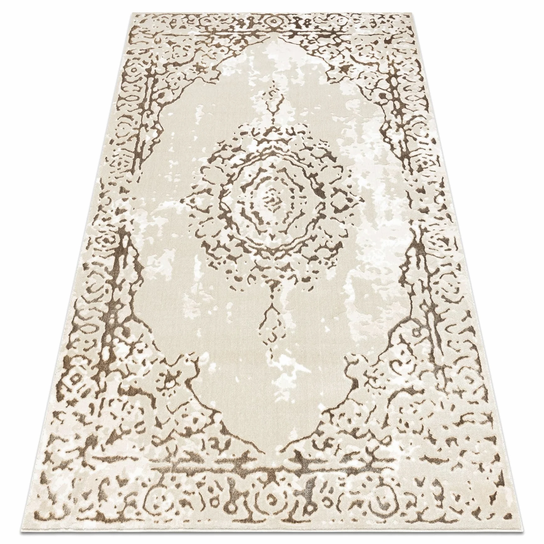 rugsx Tappeto ALLURE 1961 Tappeto moderno con cornice ornamentale in Crema/Oro - Elegante e glamour per soggiorno e camera da letto - 160x220 cm
