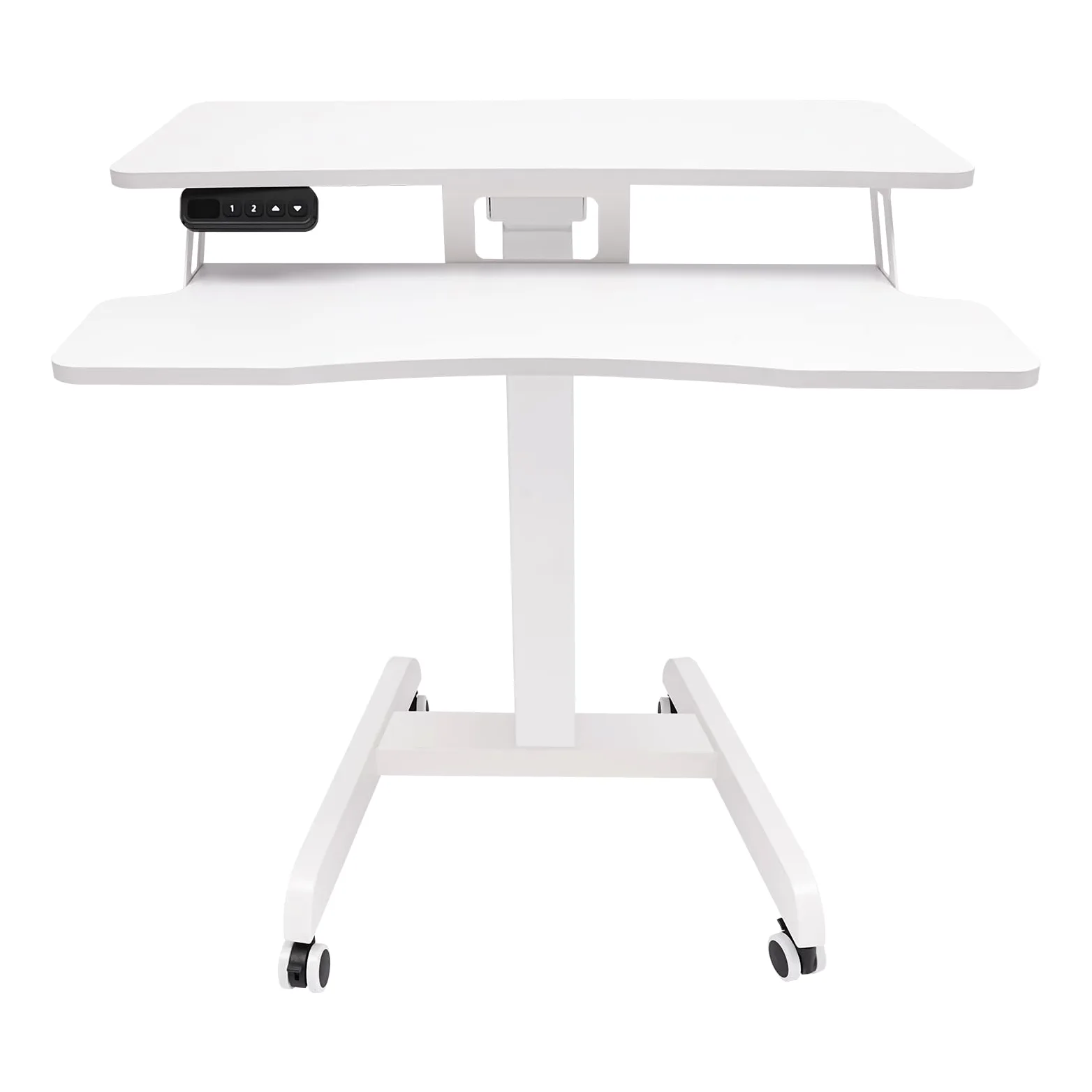 Scrivania elettrica a 2 Livelli con Altezza di rotolamento Regolabile, scrivania Mobile in Piedi, postazione di Lavoro Sit-Stand per Home Office, Bianca