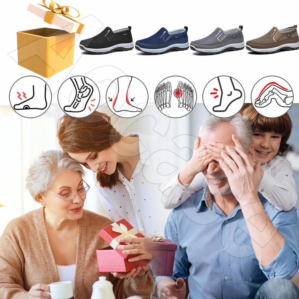 Scarpe Ortopediche Uomo con Strappo Scarpe da Ginnastica Traspiranti con Cuscino d'Aria Scarpe da Passeggio da Uomo estive alla Moda Sneaker Casual,Nero,40/250mm