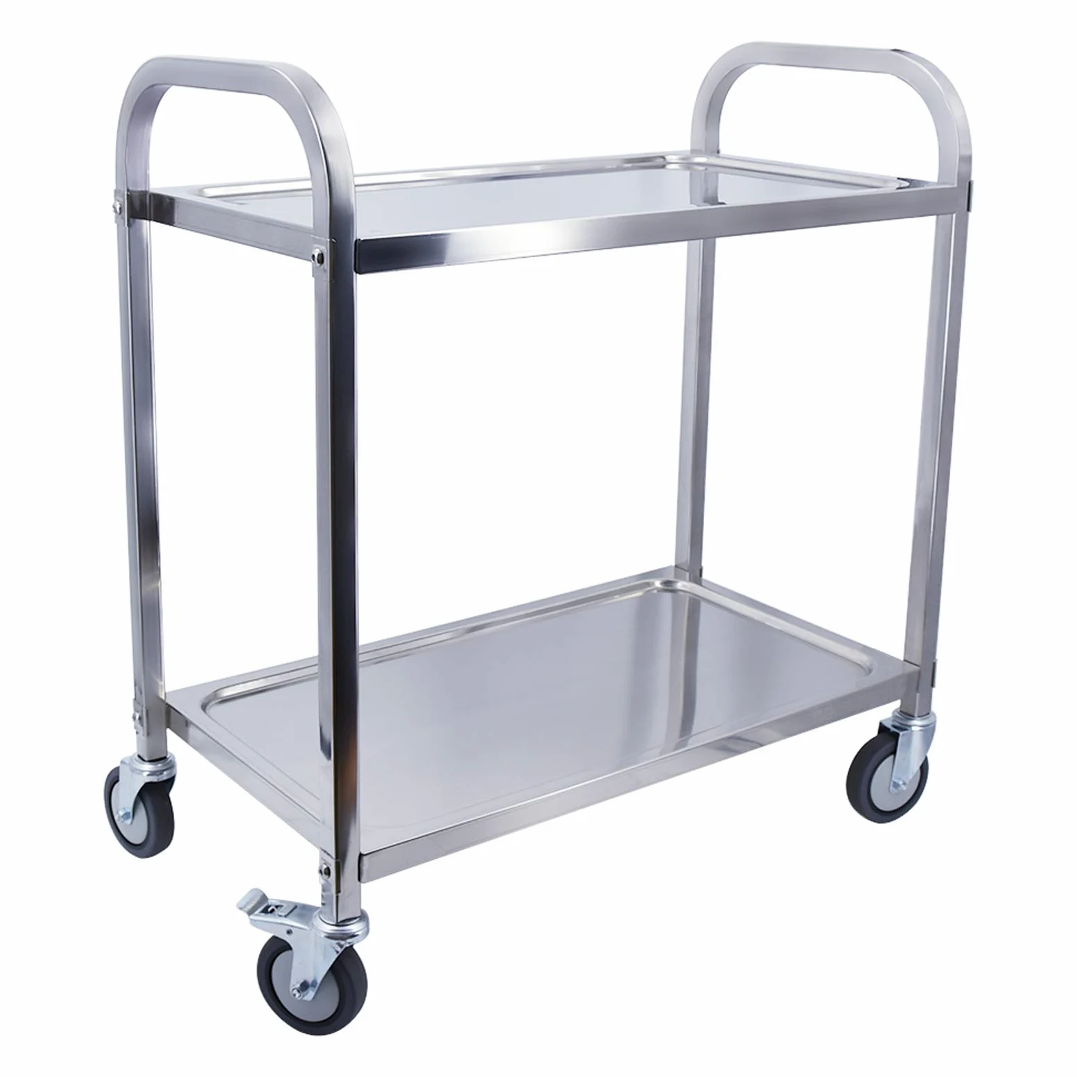 TAIMIKO Carrello di Servizio Carrello Portavivande Carrello Cucina con ruote in acciaio inossidabile a 2 ripiani 95 x 50 x 95 cm