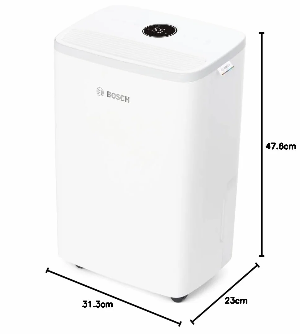 Bosch Dry 2000 - Deumidificatore - Facile. Efficiente. Tranquillo. Per la tua casa e la tua camera da letto - Per Stanze fino a 24 m² - Asciugatura rapida per il tuo bucato