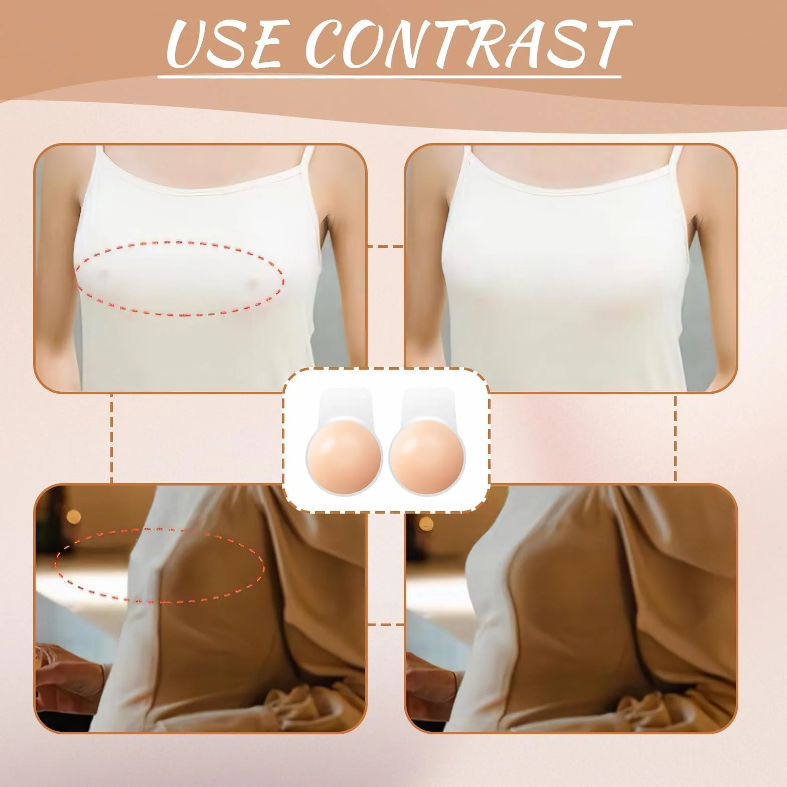 Reggiseno Invisibile Silicone Senza Spalline | Reggiseno Adesivo da Sposa Senza Schienale | Copricapezzoli Riutilizzabili Donne | Push-up Invisibile Abiti Scollati | Sollevatore Seno Adesivo