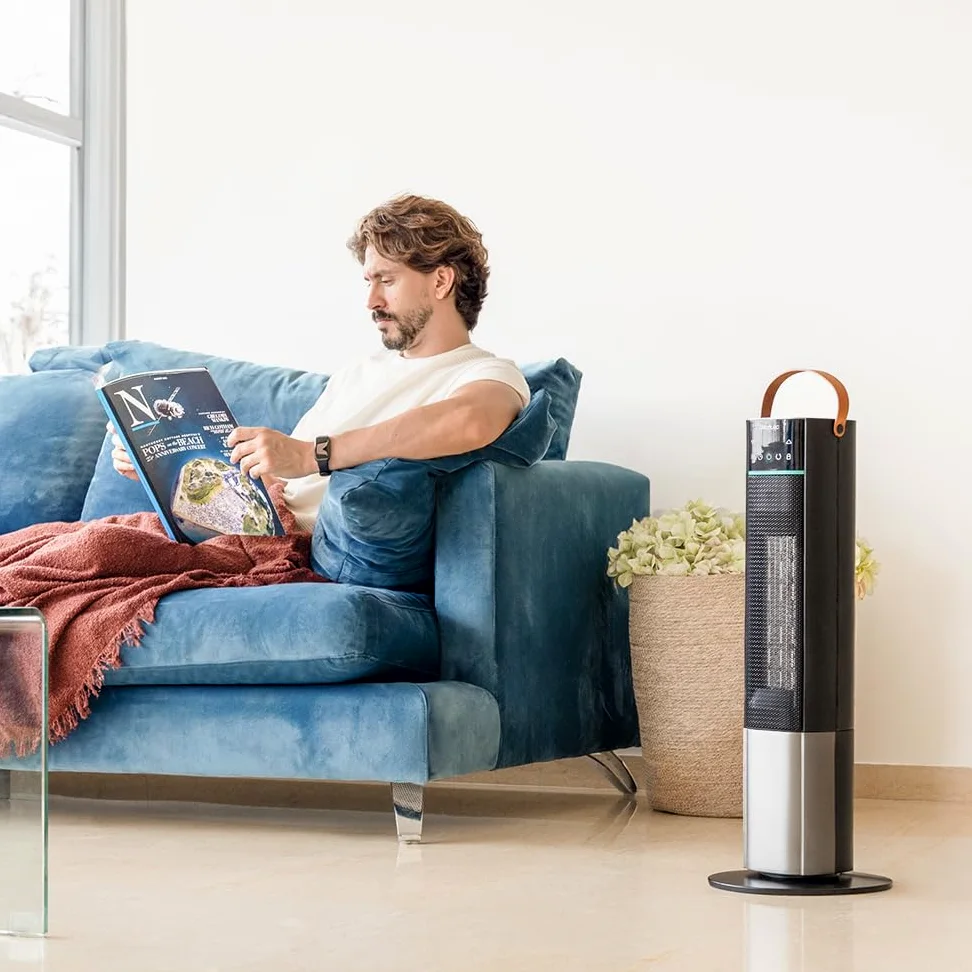 Cecotec Riscaldatore elettrico in ceramica a pedale ReadyWarm 2070 Max Ceramic Rotate Smart. 2000 W, display digitale, controllo touch e telecomando, oscillazione, 3 modalità, termostato, 20 m²