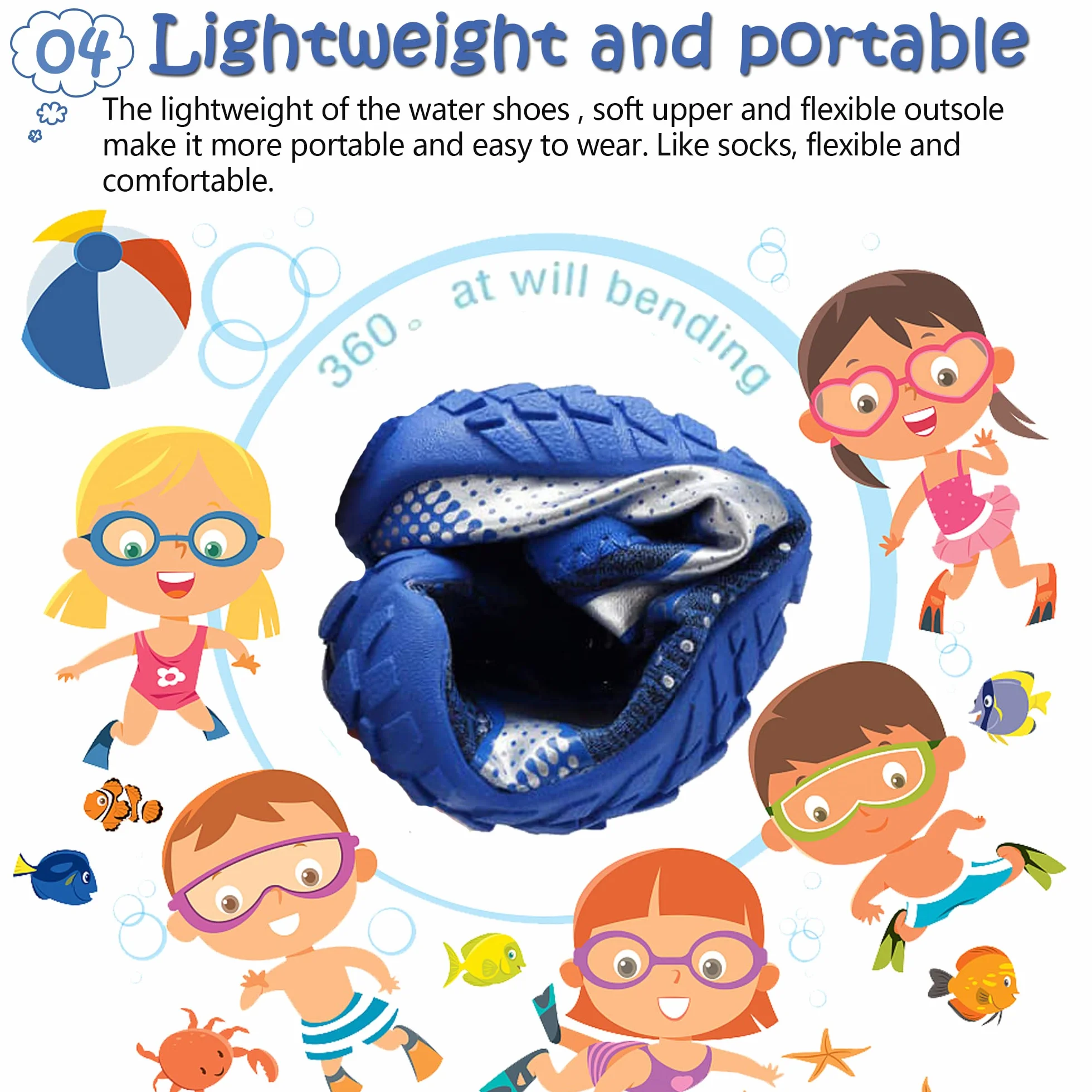 Scarpe da Spiaggia per Bambini Aqua Swimming Quick Dry Leggero Surf Diving