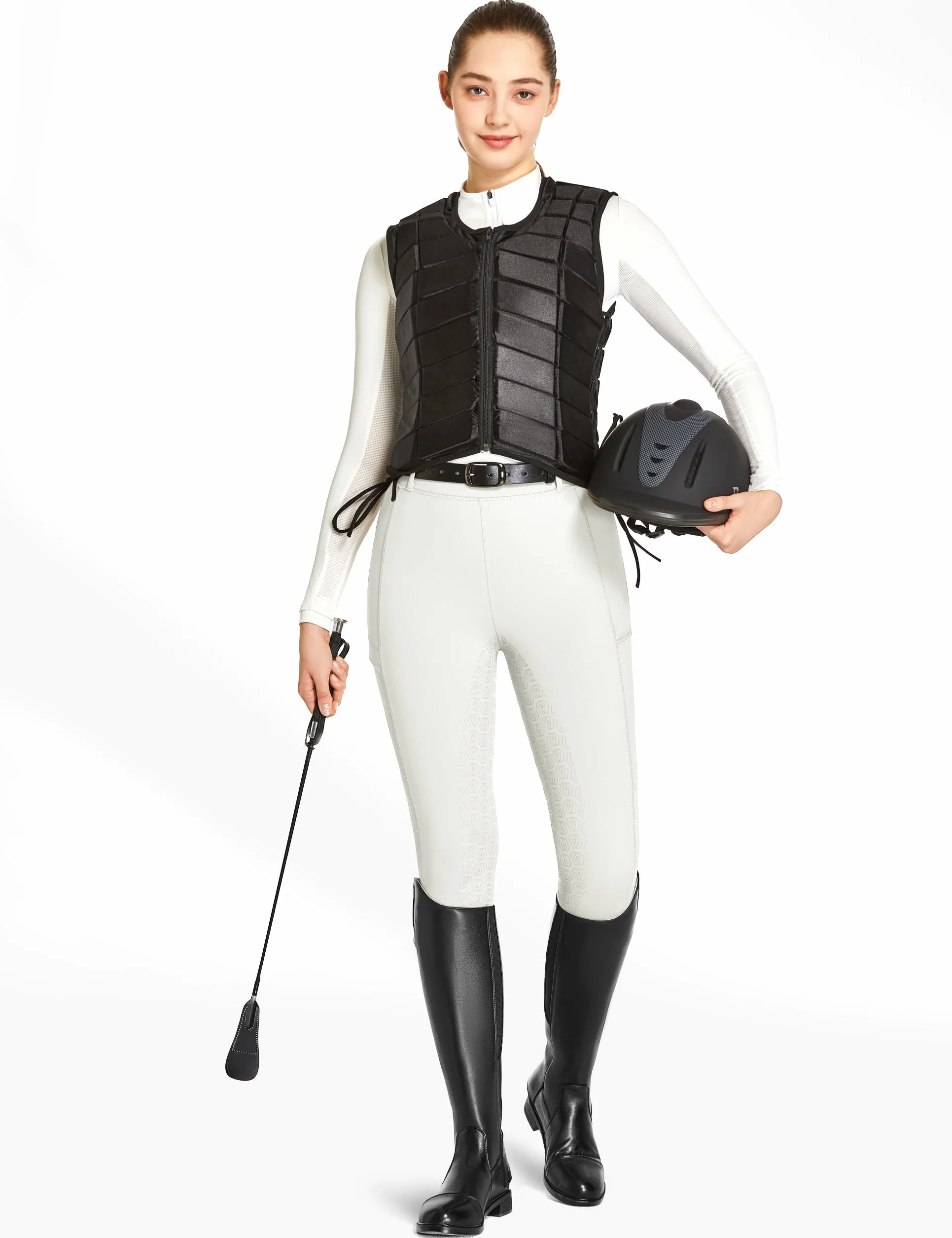 FitsT4 Reitleggings Damen Reithose Mädchen Silikon vollbesatz mit Handytasche und Gürtelschlaufen für Reitsport