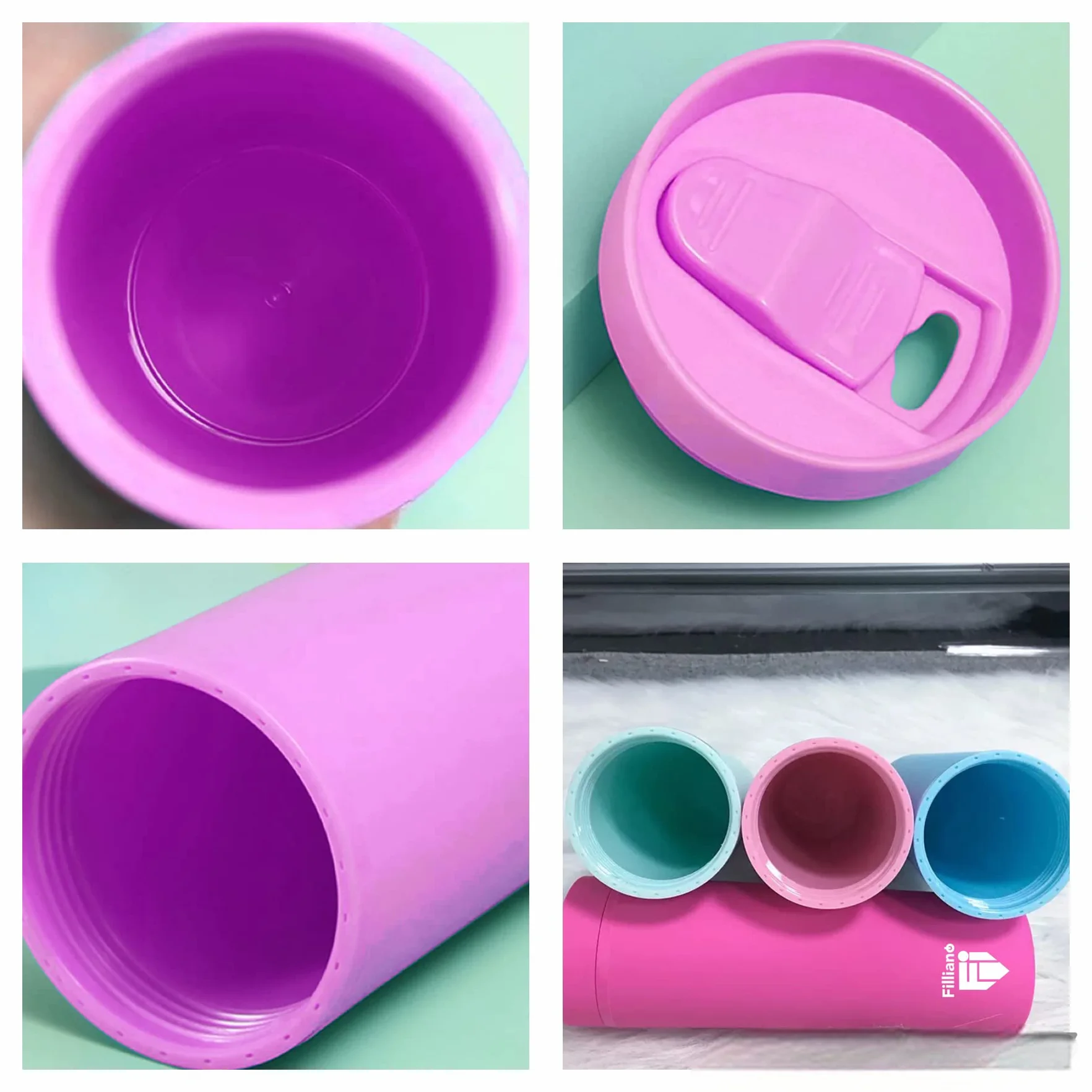 Bicchiere con cannuccia a doppia parete 473ml/16oz Tumbler in acrilico per bevande (Rosa)