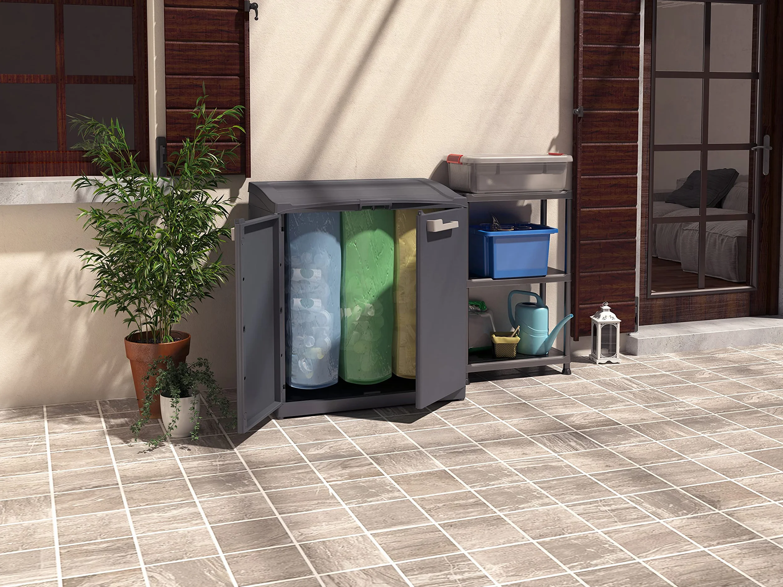 Keter Moby Recycling - Armadio Per La Raccolta Differenziata - 90X55X100H Antracite