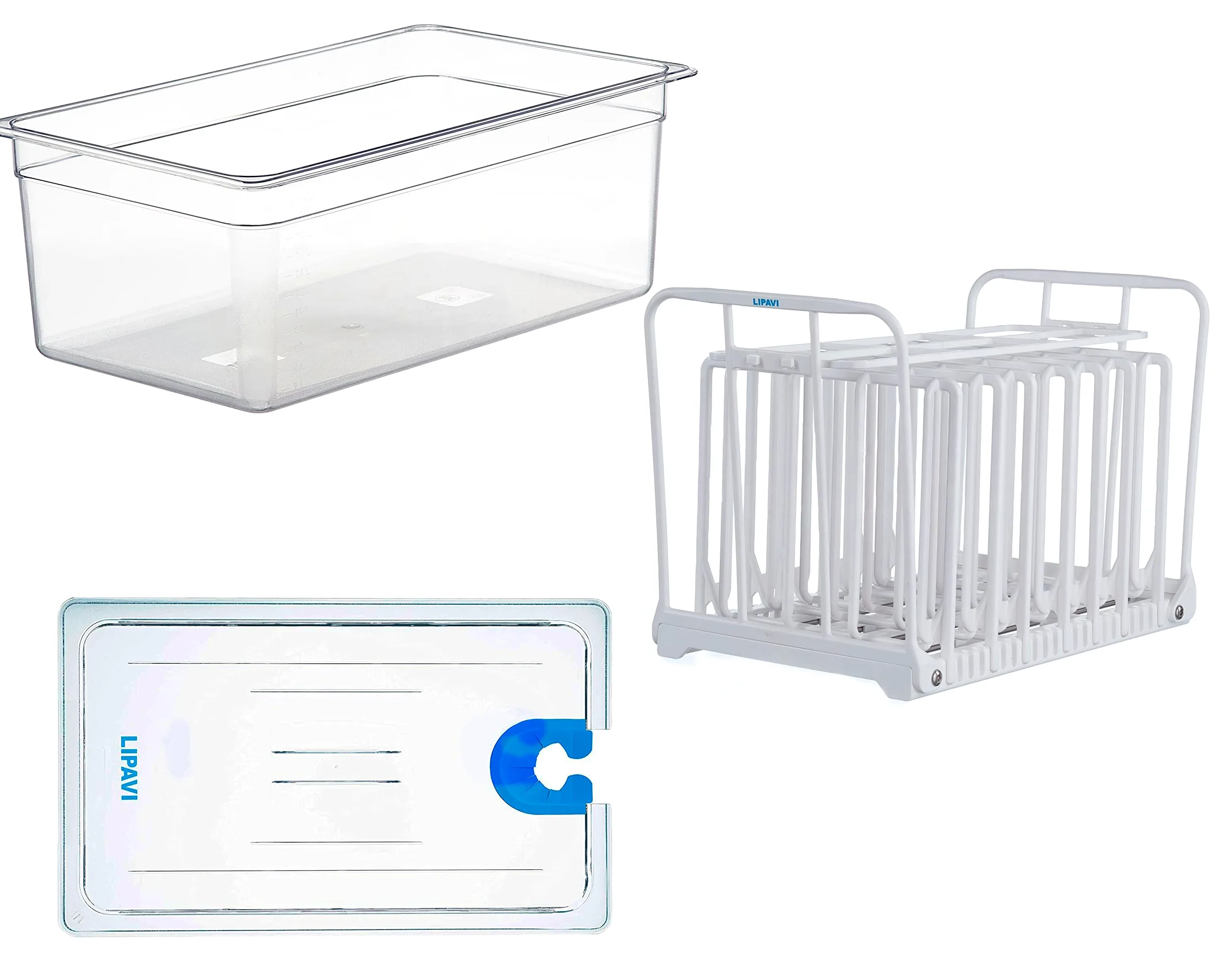 LIPAVI Sous Vide SYSTEM - Coperchio, contenitore e cornice - Cornice in policarbonato - Coperchio Multi-Fit - Bagnomaria 24L - Adatto alla maggior parte dei modelli ⌀70mm