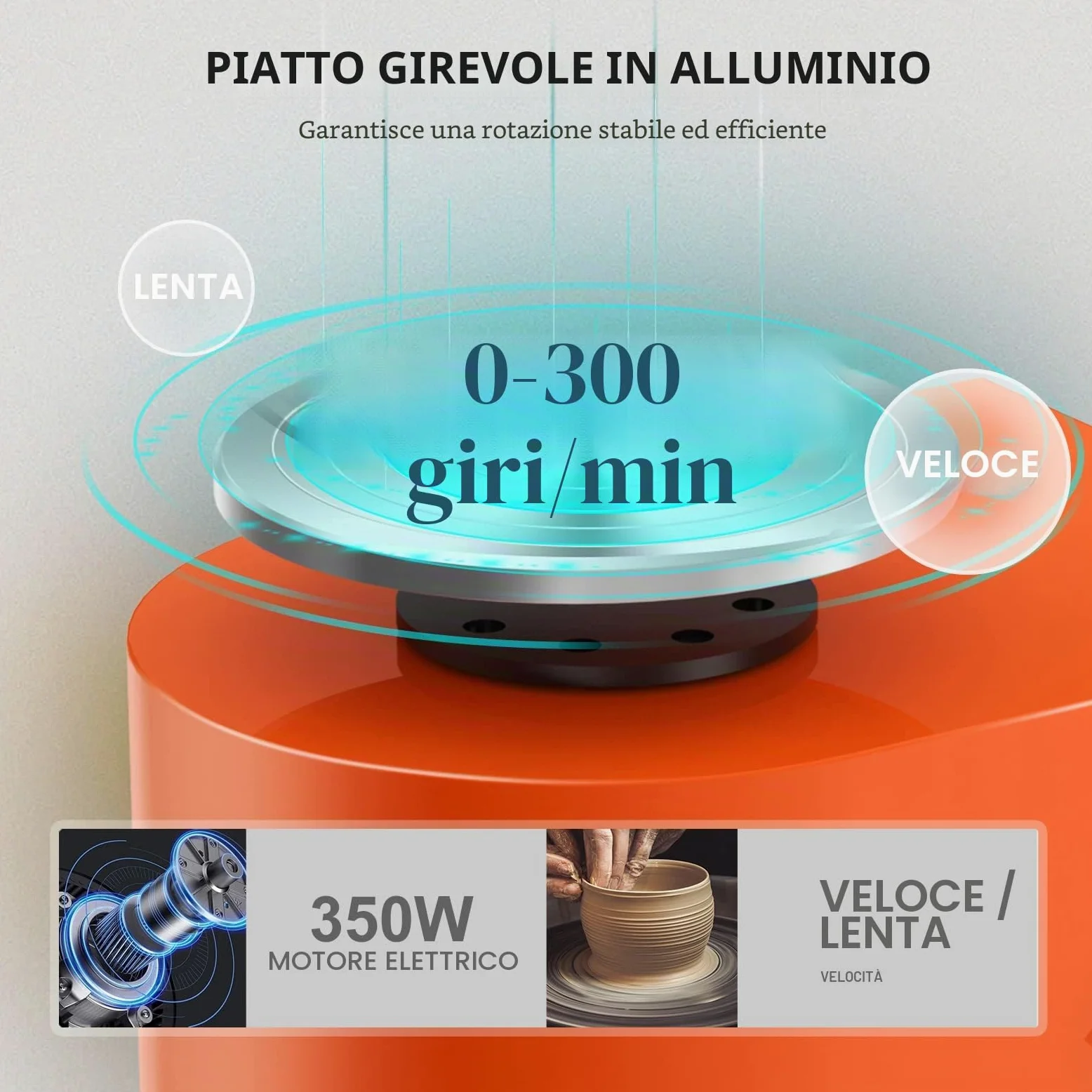 Tornio Ceramica Elettrico, 350W 25CM Tornio per Argilla Macchina con Bacino ABS Rimovibile, Pedale e Strumenti di Modellazione, Ruota di Ceramica che Forma Macchina