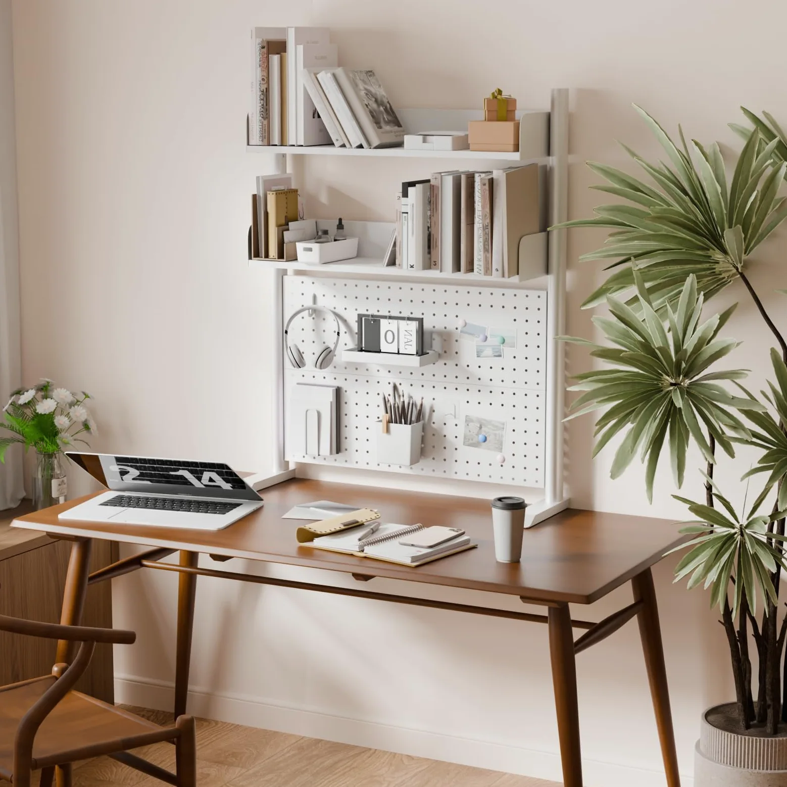 Scaffale da scrivania a 2 livelli, bianco, 80 cm, organizer da scrivania con disco rigido, piano di lavoro, libreria per casa, ufficio o dormitorio