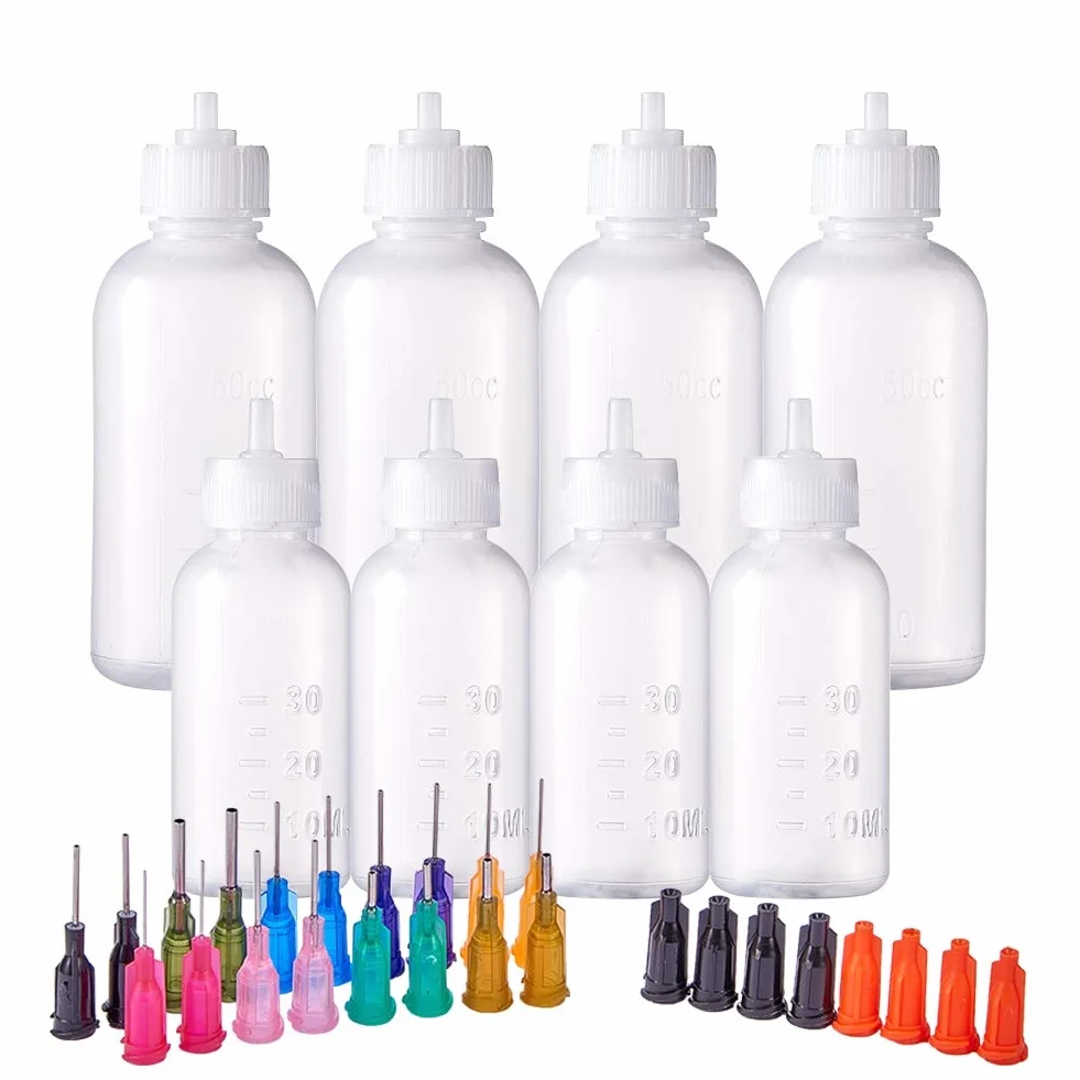BENECREAT 8 Pack 30ml/50ml Punta di Ago Bottiglia di Colla di Precisione Con 18PCS Applicatore Multiuso di Olio 4 Pack/Tamaño