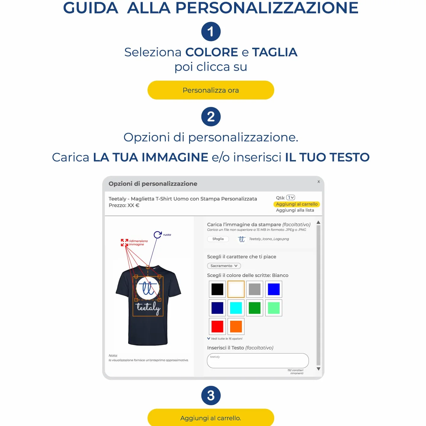 T-Shirt Uomo Cotone Organico Personalizzata con Foto o Scritta - Idea Regalo