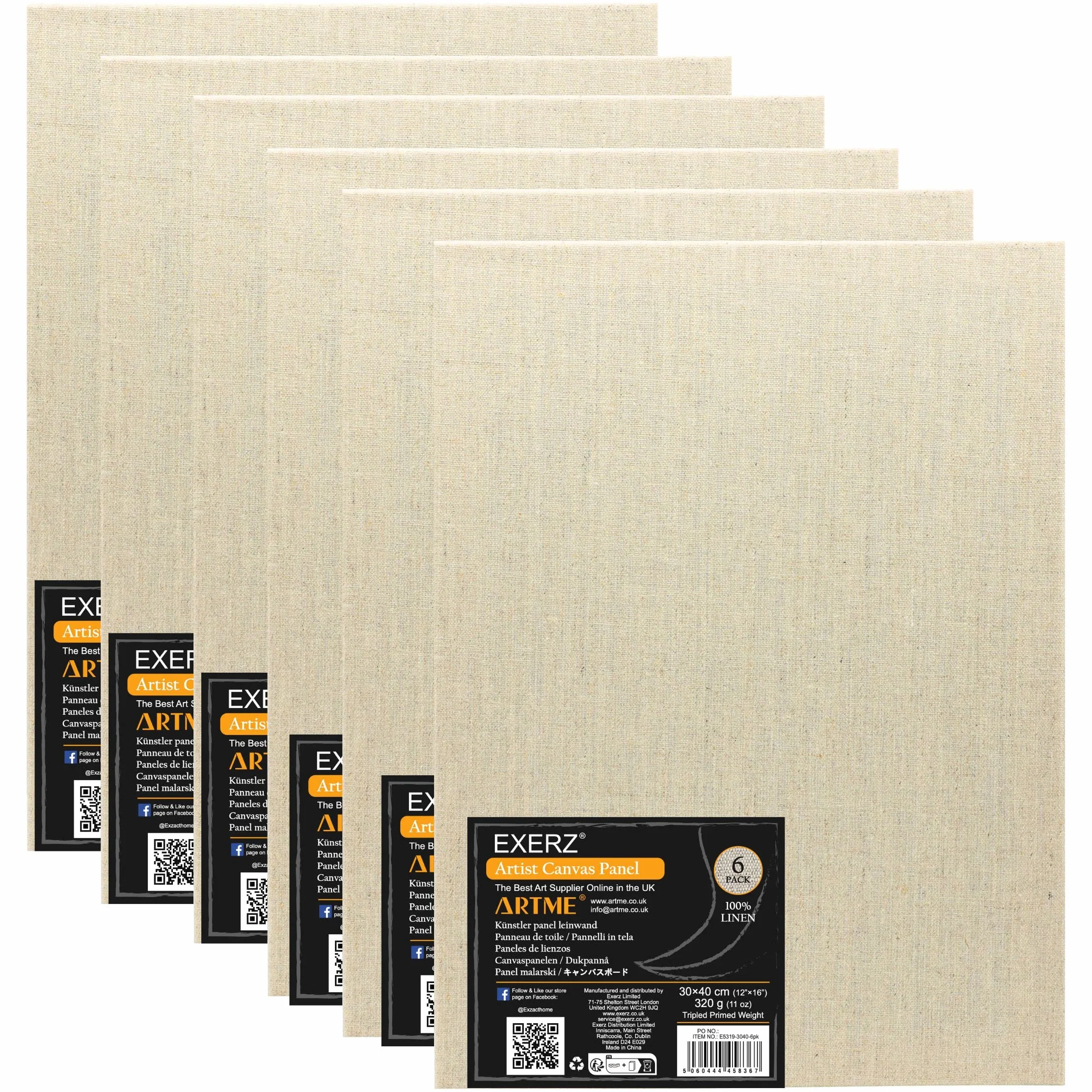 Pannelli in tela 100% lino 30x40cm 320 g/m² tripla primer per artisti