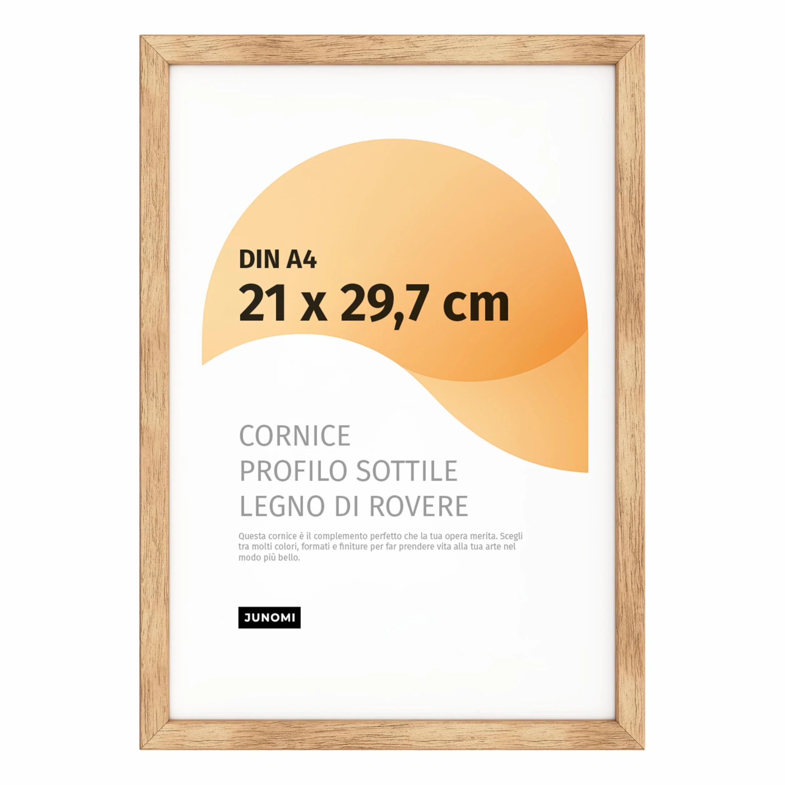 Cornice portafoto di alta qualità, in rovere DIN A4 (21 x 29,7 cm), in vero legno di quercia con vetro acrilico infrangibile