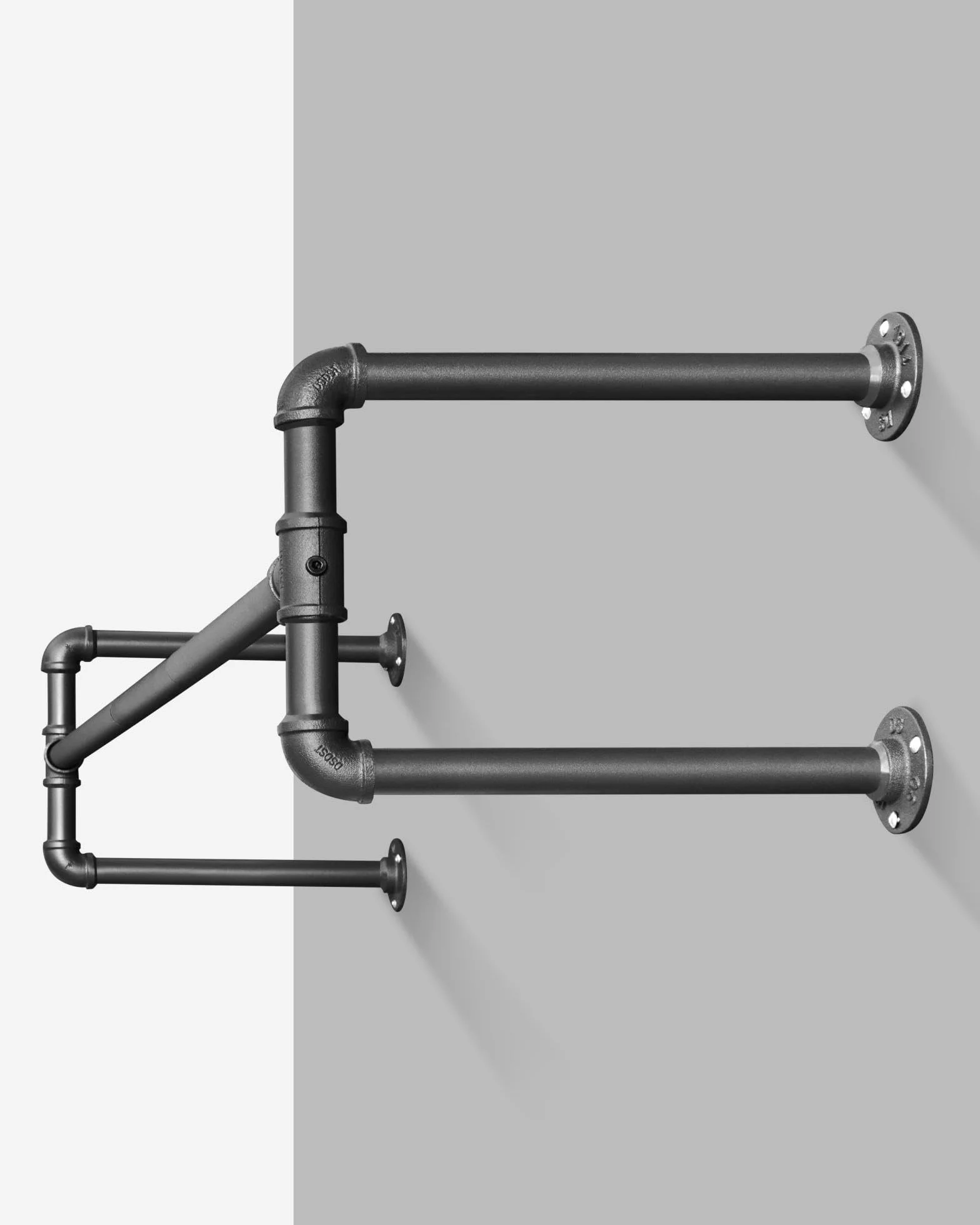 SONGMICS Attaccapanni da Muro Set di 2, Barra Appendiabiti a Parete, 112 x 30 x 29,3 cm, 60 kg, Nero