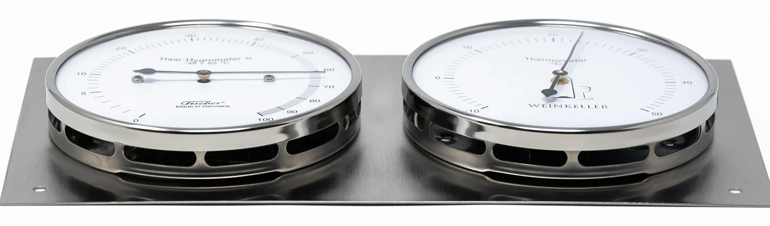 Fischer Cantina Hygrothermometer, in Acciaio Inox