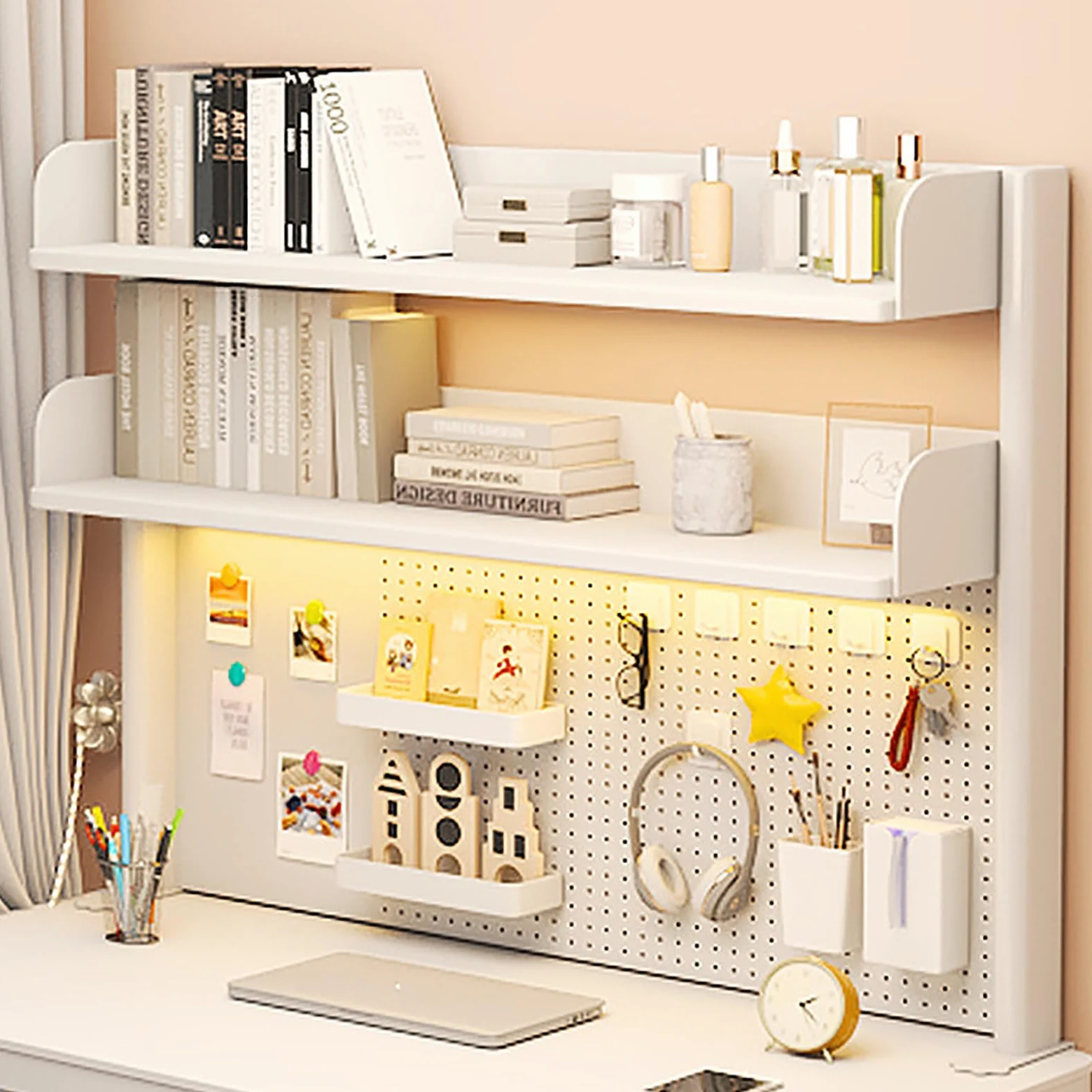 Mensola da Scrivania Workstation con Pannello Forato Estensibile da Scrivania, Scaffale da Scrivania con Morsetto Sopra, Pannello con Picchetti Magnetici in Metallo con 20 Accessori ( Size : 100*95cm/