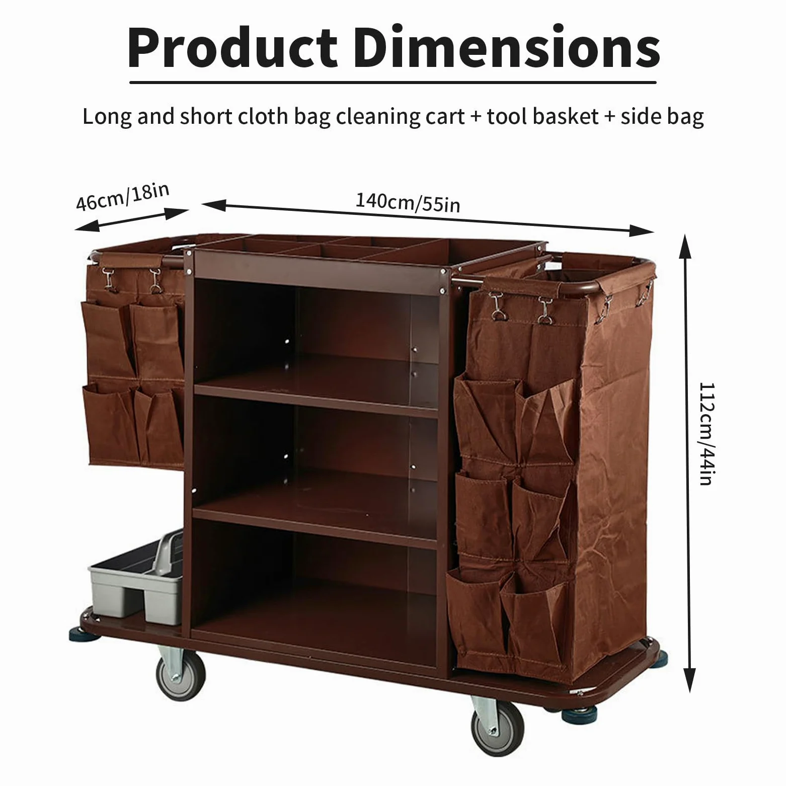Carrello per Pulizie Alberghiere a 3 Ripiani, Carrello Multifunzionale Industriale con Serratura per Hotel, Carrello Tradizionale per Pulizie E Servizio in Camera Commerciale