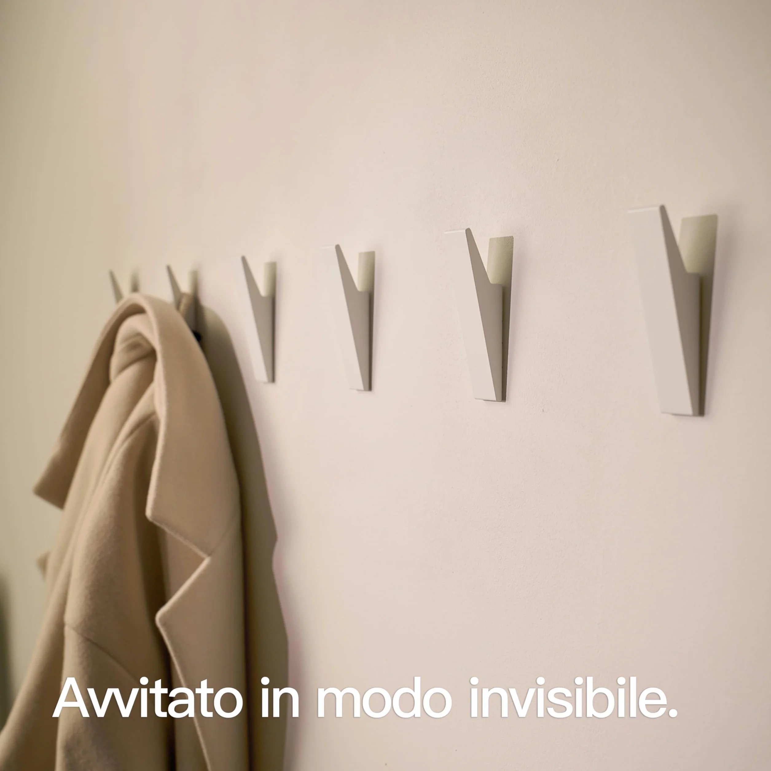 Design Amburgo gancio appendiabiti in alluminio fissaggio nascosto parete moderno giacche asciugamani vestiti minimalista Bianco Opaco set 6