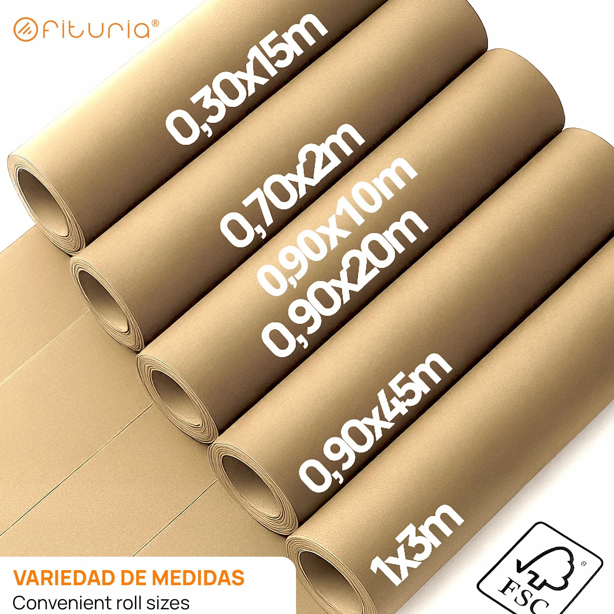 OFITURIA Carta Imballaggio Kraft Marrone 70 g/m² – Rotolo 0,90×10 m – 1 Rotolo – Carta da Imballaggio e Carta da Pacchi, Fai-da-Te e Progetti Creativi – Idonea per Uso Alimentare