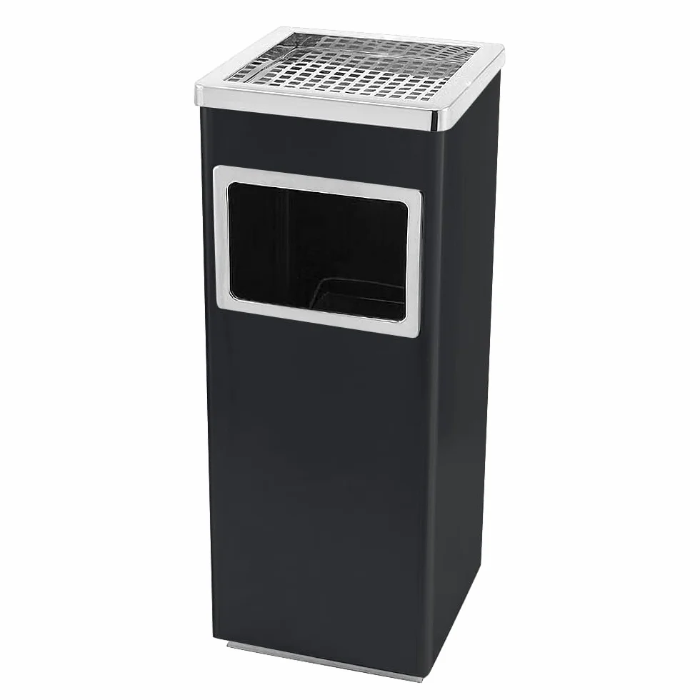 HUOLE Pattumiera, Cestino Interno Rimovibile, Pattumiera in Acciaio per Esterno per Ufficio, Hotel e Giardino, Contenitore per Rifiuti,Nero (2 pezzi) 24 * 24 * 60 cm-35 litri