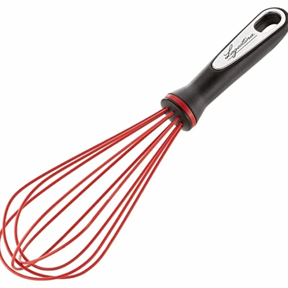 Lagostina Ingenio Smart Frusta da Cucina in Silicone Antigraffio, Impugnatura Ergonomica, Nero e Rosso