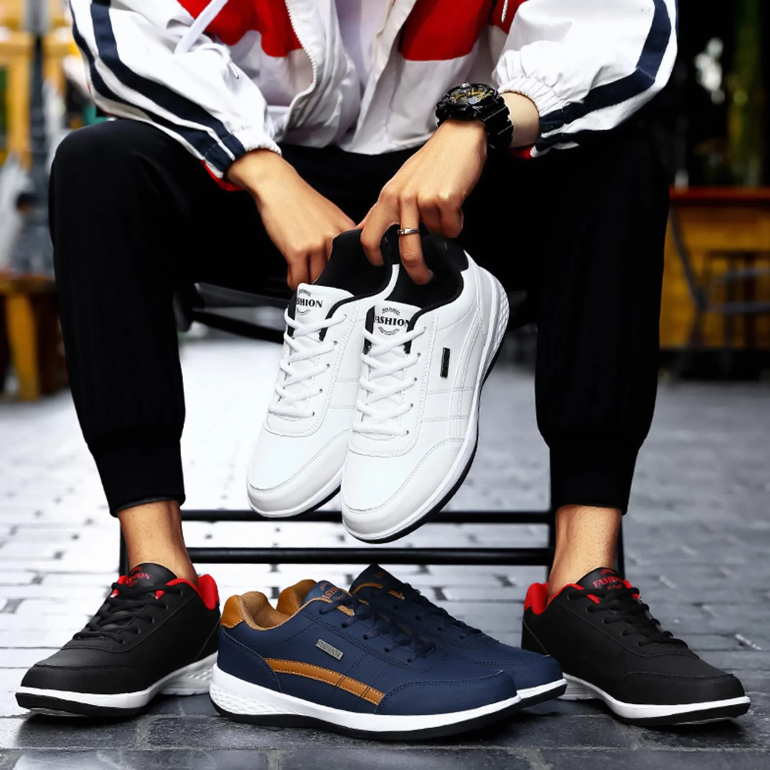 Sneaker ortopediche uomo in pelle antiscivolo leggere basse sportive