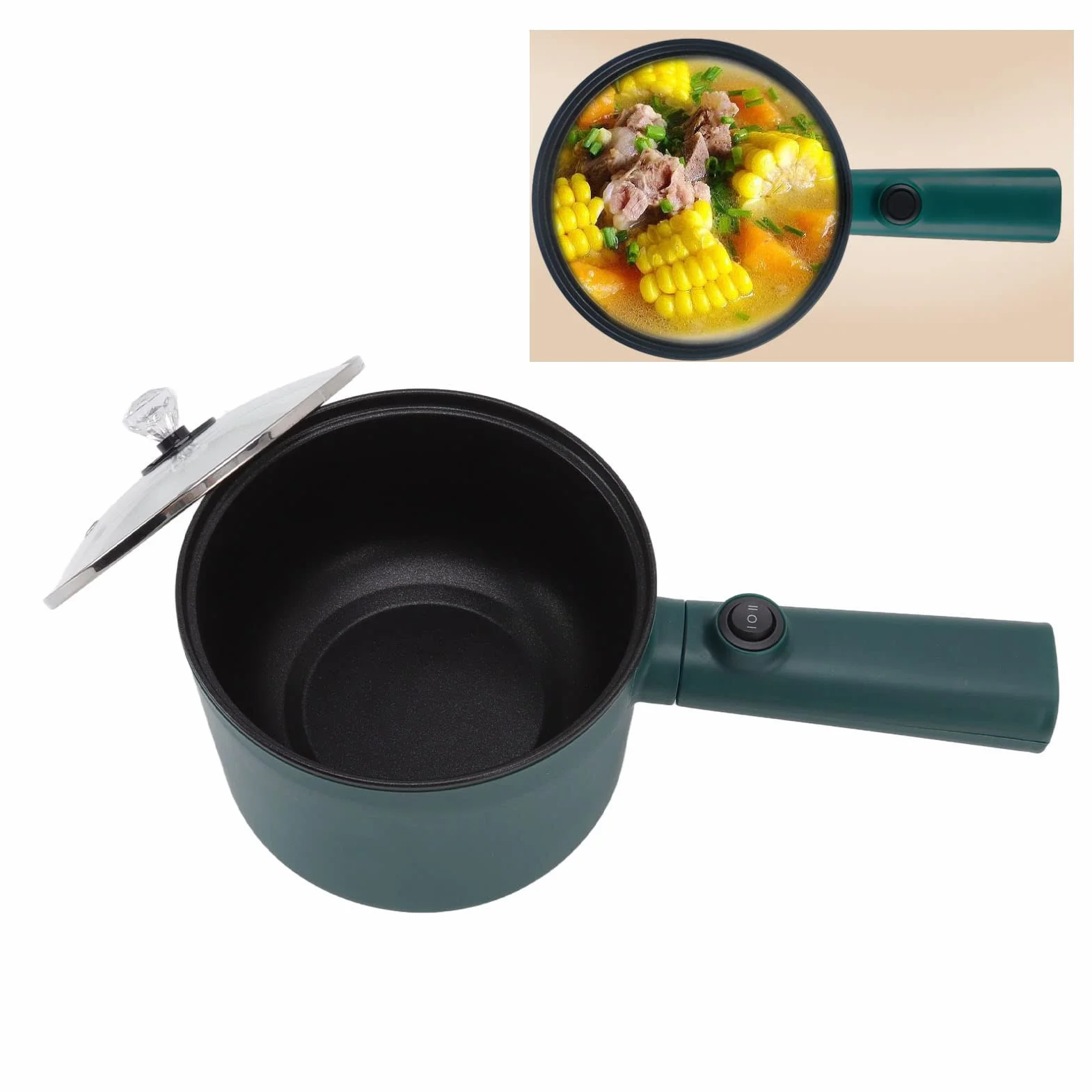 Pentola Calda Elettrica 1.8L Multifunzionale Antiaderente Portatile per Noodles
