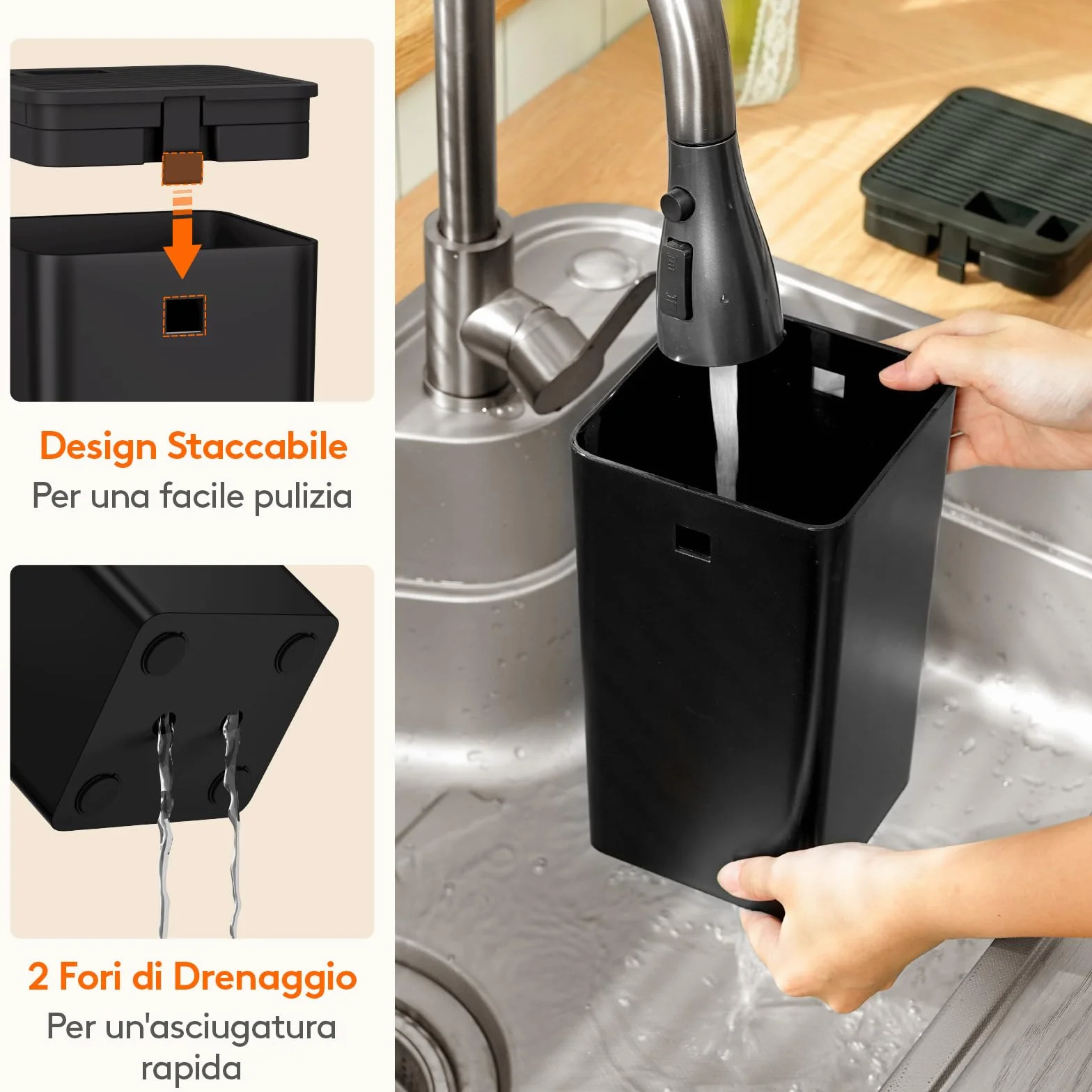 Lifewit Portacoltelli Universale per Fino a 15 Coltelli con Fessura Forbici e Affilacoltelli, Nero