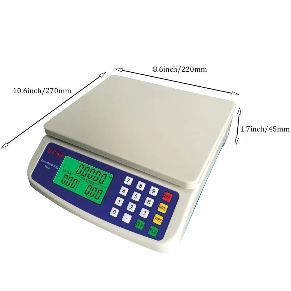 Bilance da Cucina digitali Bilance di precisione digitali LCD da 0,5 g/1 g Bilancia Elettronica per calcolo Prezzi per bilance da Negozio Commerciali (Dimensioni: 10 kg-1 g) ()