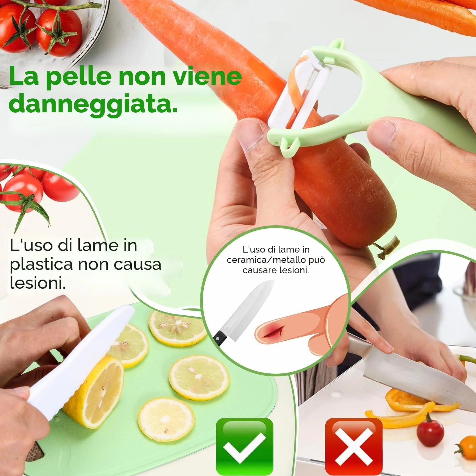 Set di 8 coltelli da cucina per bambini, per tagliare e cucinare, frutta o verdura, incluso coltello in legno, tagliere e pelapatate, coccodrillo