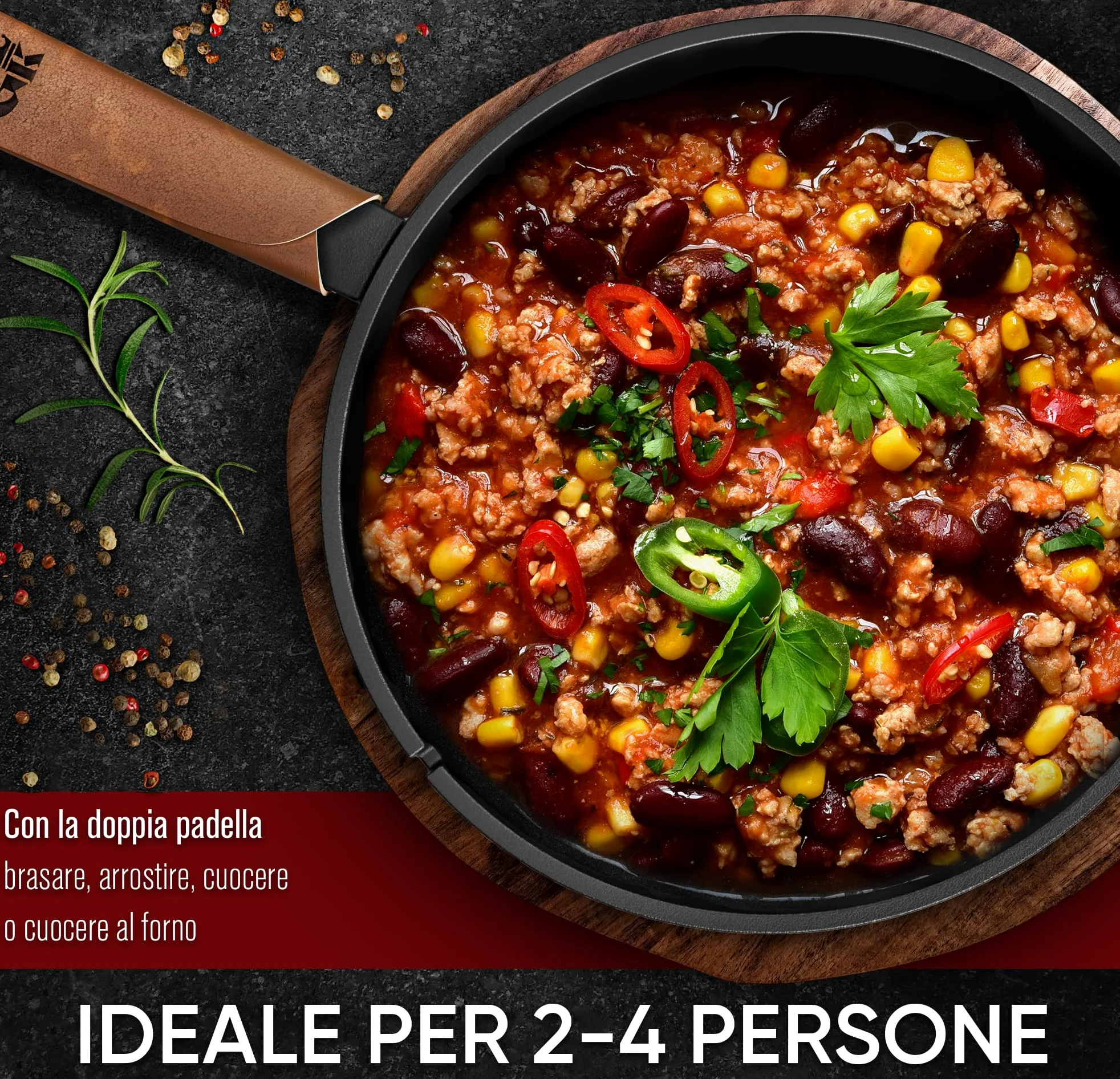 GUSSKÖNIG Dutch Oven - 2 in 1 Pentola in ghisa pre-stagionata 3L & Padella in ghisa 1,5L - Set Dutch Oven con funzione doppia Casseruola in Ghisa - Inclusi libro di ricette e accessori per BBQ