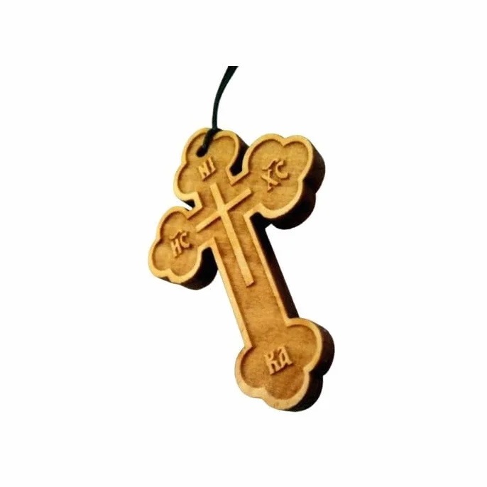 IconsGr Collana con ciondolo religioso greco cristiano ortodosso con croce in legno 32