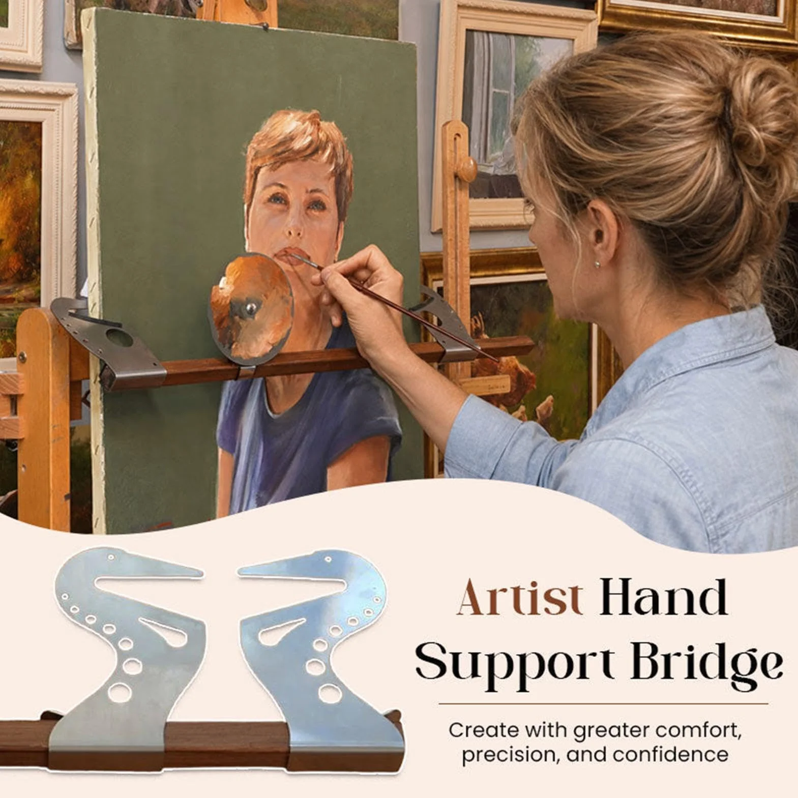 Ponte di Supporto per Cavalletto da Mani Artisti, Barra di Appoggio Regolabile in Metallo per Pittura e Disegno