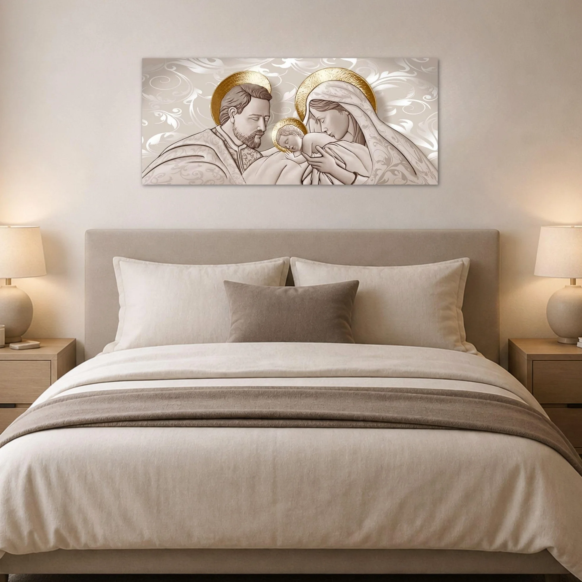 Lupia Quadro sacra famiglia Canvas Stampa su Tela 52x122 cm