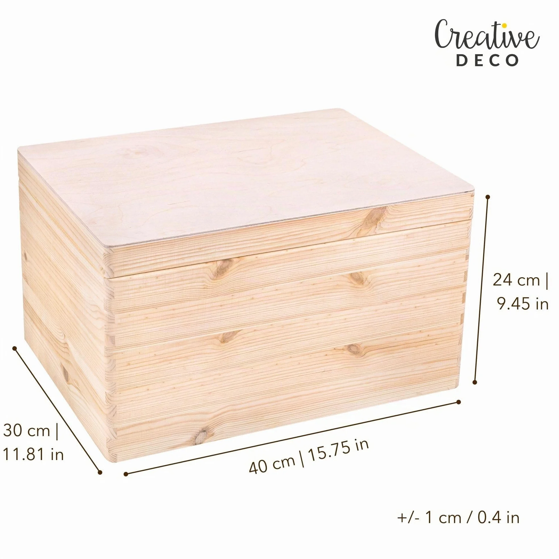 Creative Deco XXL Scatola Legno con Coperchio 40x30x24 cm non Verniciato da Decorare Ruvido