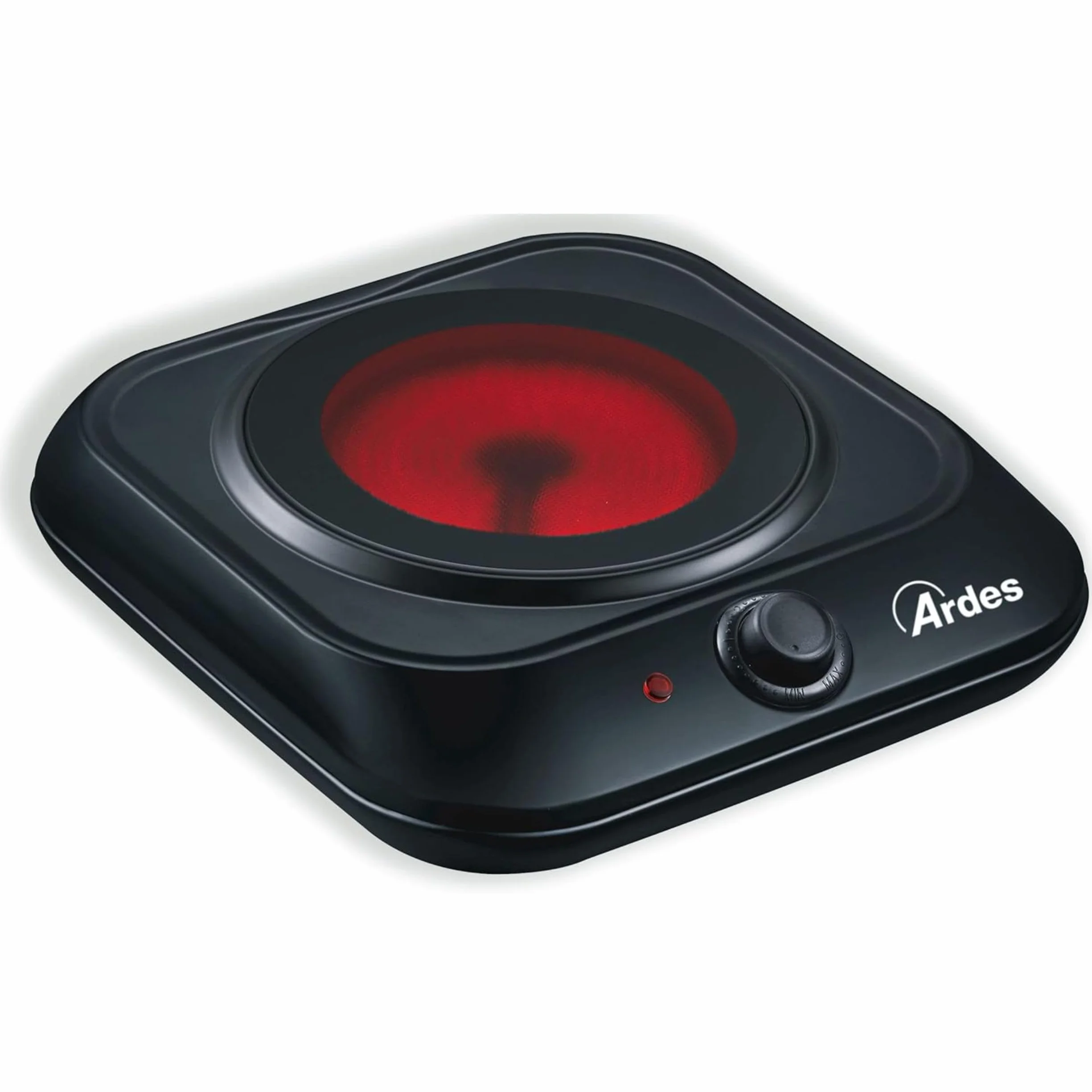 ARDES Fornello elettrico a infrarossi 1200W piastra vetroceramica Ø19 cm termostato regolabile