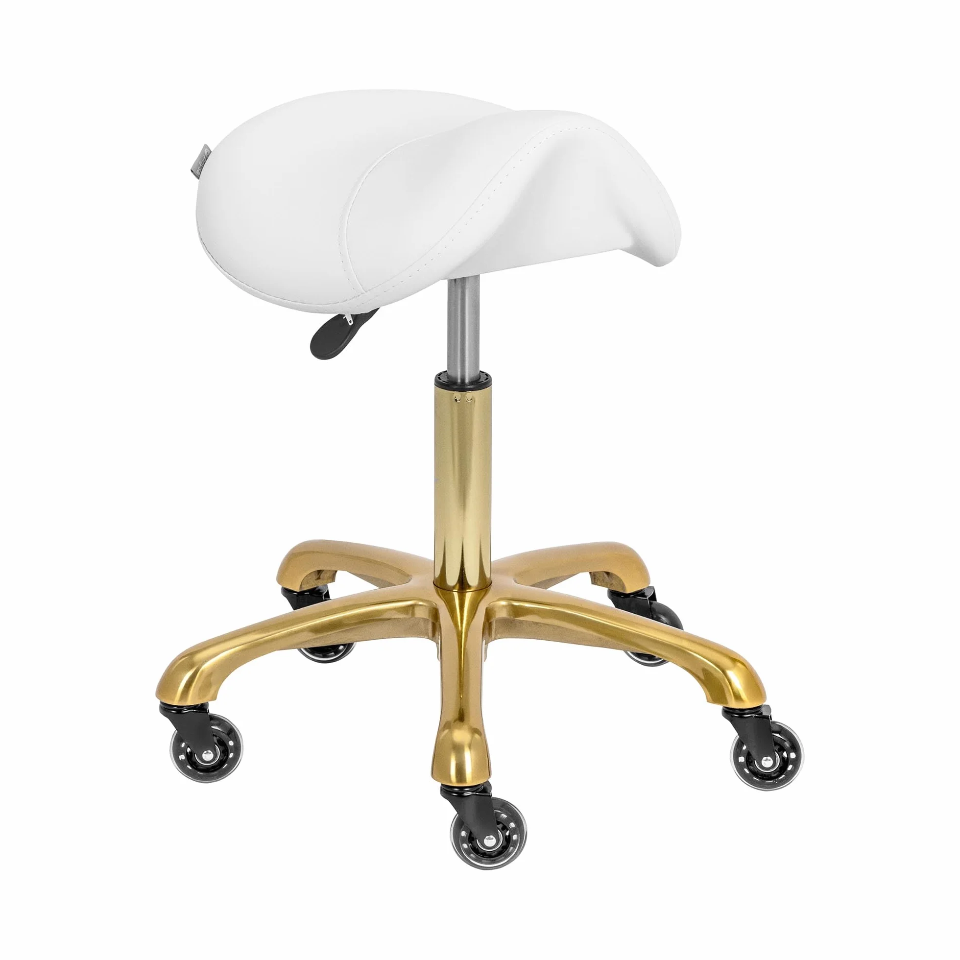 physa PHYSA YORK WHITE_GOLD Sgabello a sella 55 - 70 cm 150 kg Bianco, oro Sgabello ergonomico a sella Sgabello a sella ergonomico Sgabello tondo Sgabello da scrivania