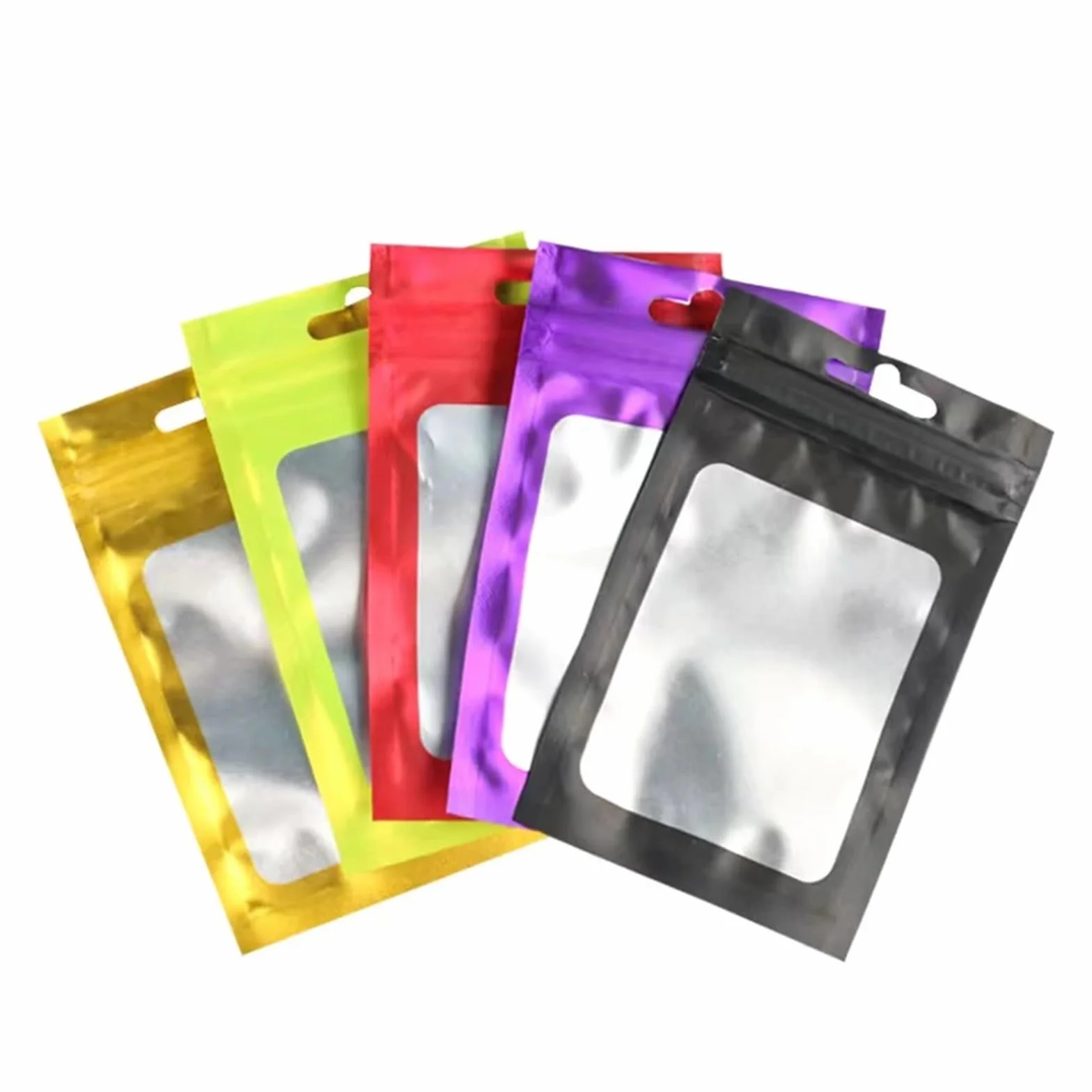 Sacchetti piatti con chiusura a zip, Buste piatte con chiusura a zip in foglio di alluminio, 100 pezzi, multicolori, dimensioni multiple(Black,16X24CM OTHER)