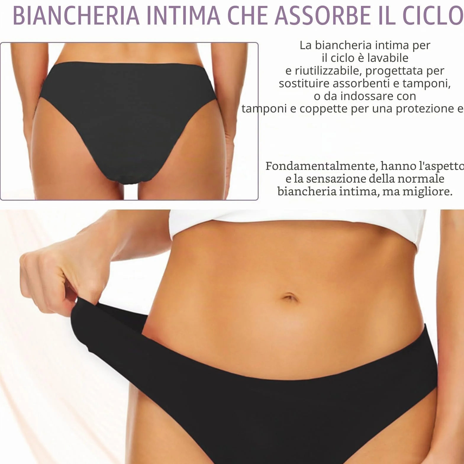 Pantaloni da Nuoto Runmeihe a Vita Bassa, Costumi da Bagno Bikini con Protezione da Perdite